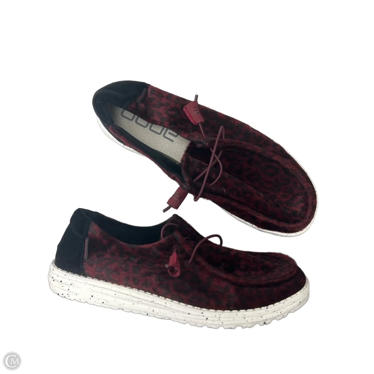 Shoes Sneakers By Hey Dude In Black & Red, Size: 10