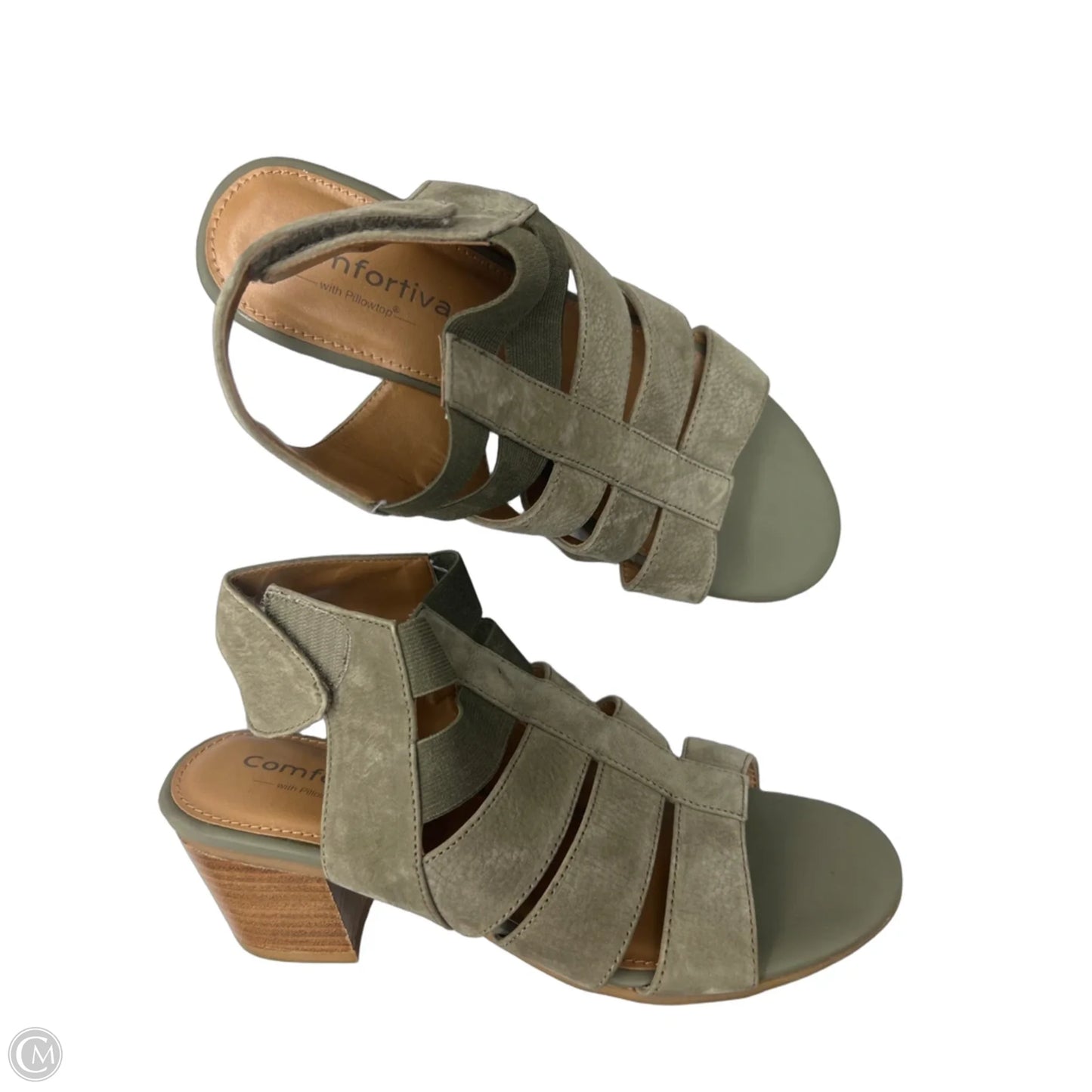 Sandals Heels Block By Comfortiva In Green, Size: 8