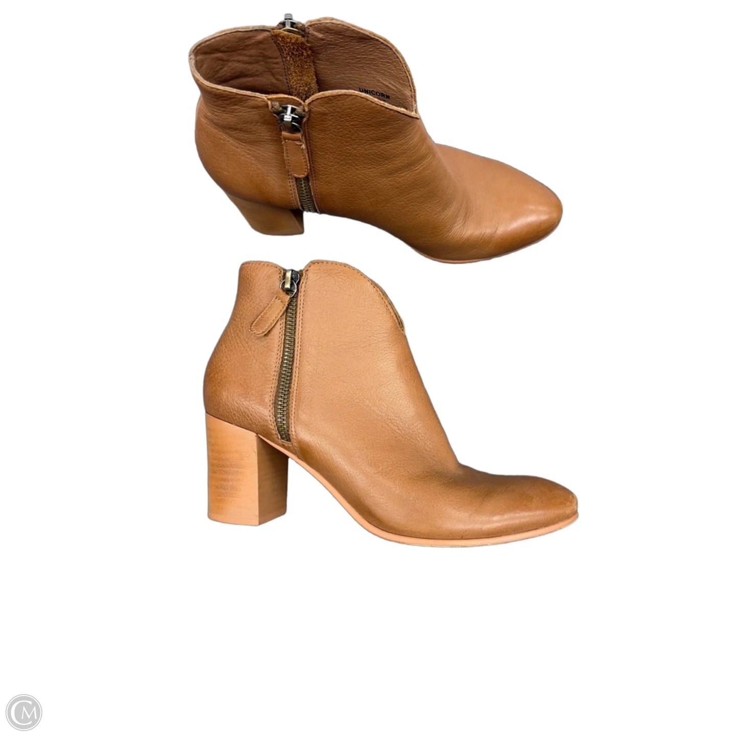 Boots Ankle Heels By Clothes Mentor In Tan, Size: 6.5