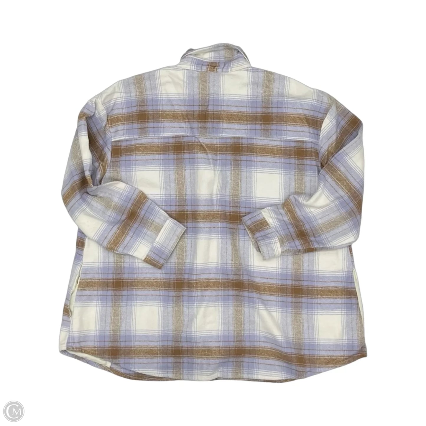 Jacket Shirt By Lane Bryant In Blue & Tan, Size: 1x