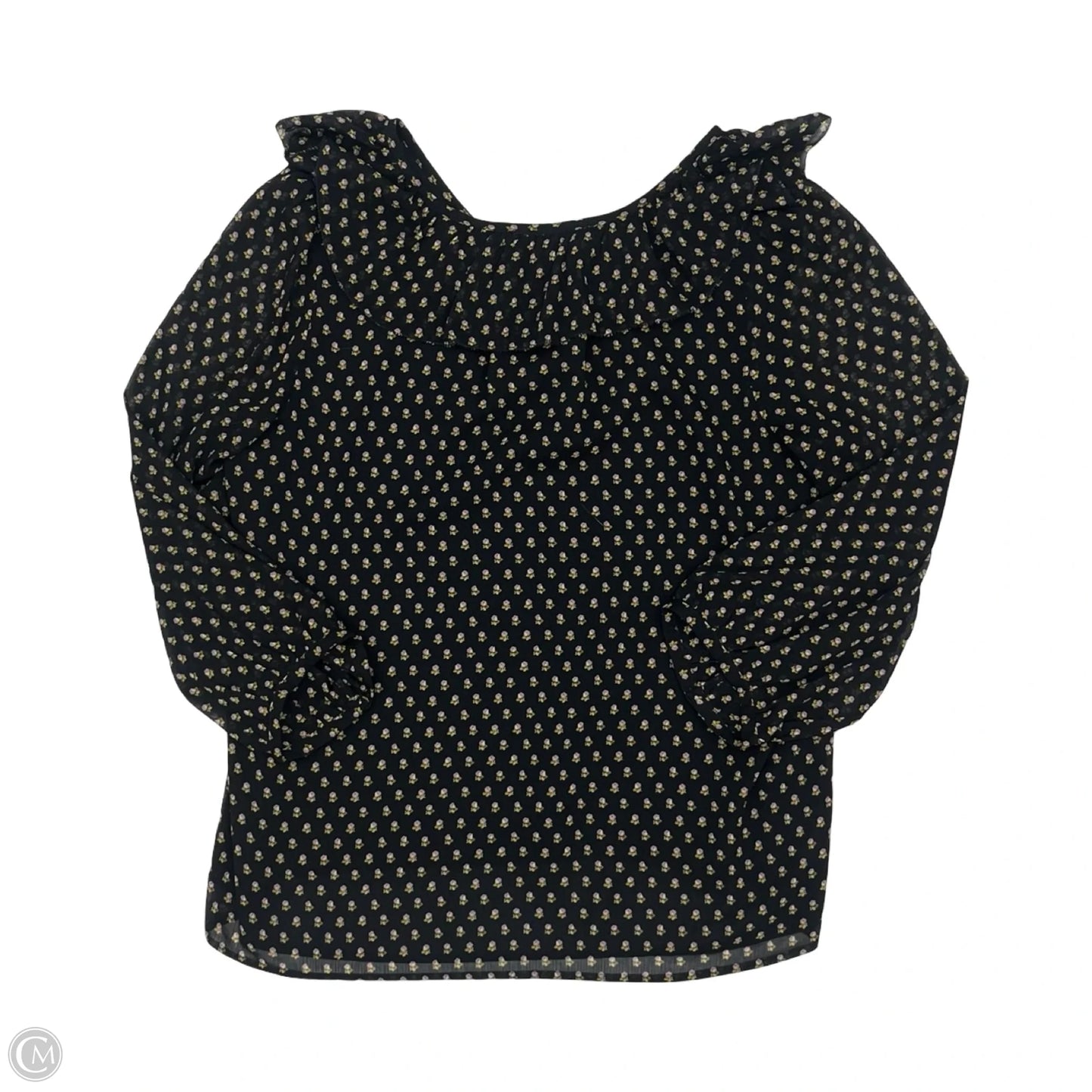 Blouse Long Sleeve By Loft In Black & Pink, Size: L