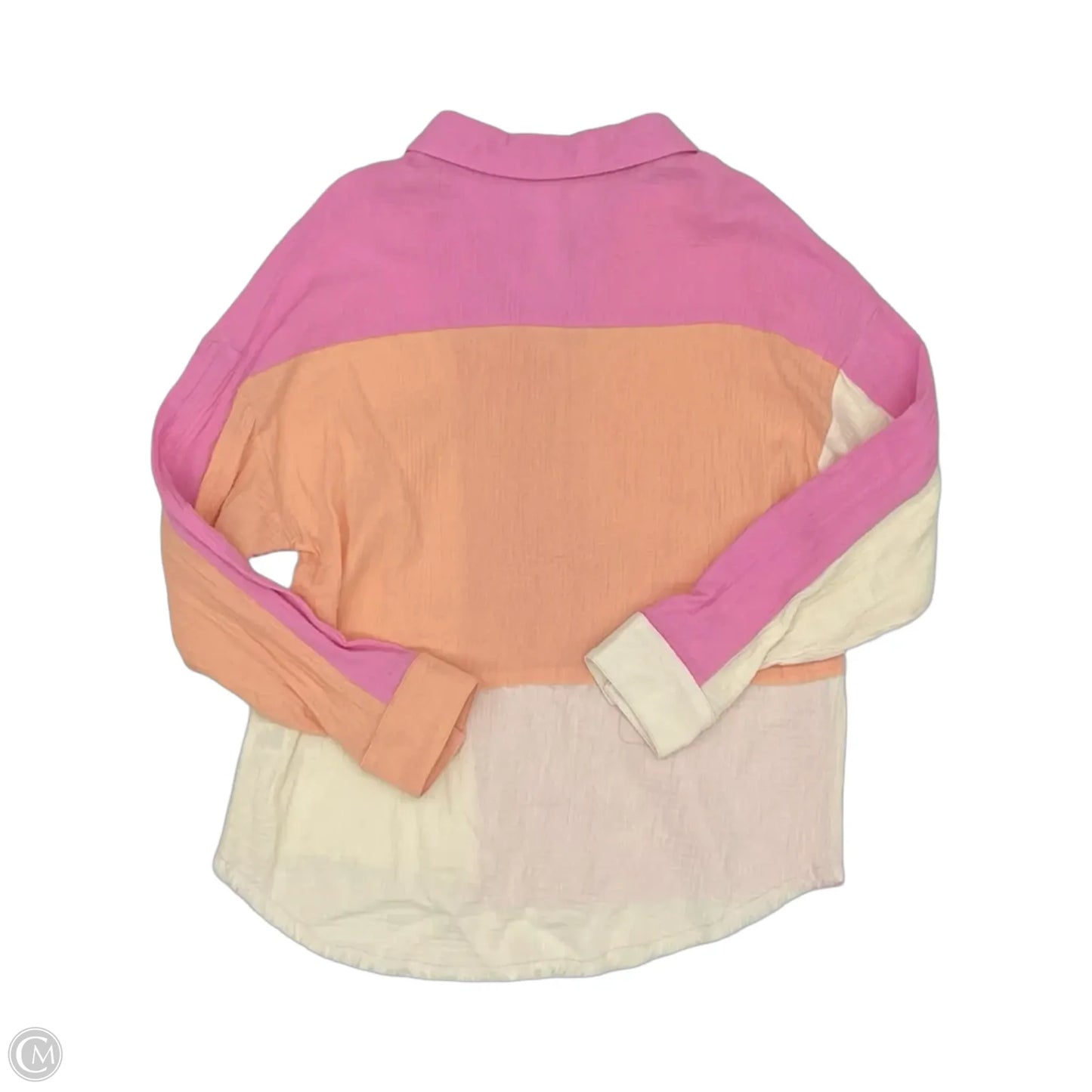 Blouse Long Sleeve By New In In Cream & Pink, Size: L
