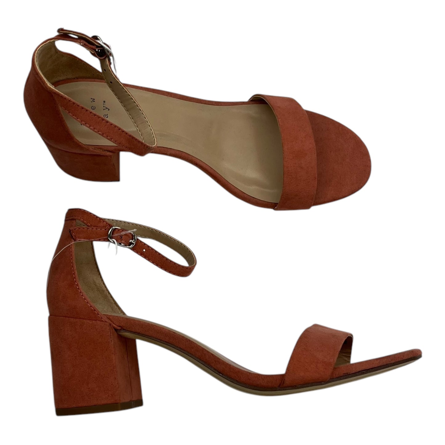 Sandals Heels Block By A New Day In Orange, Size:7.5