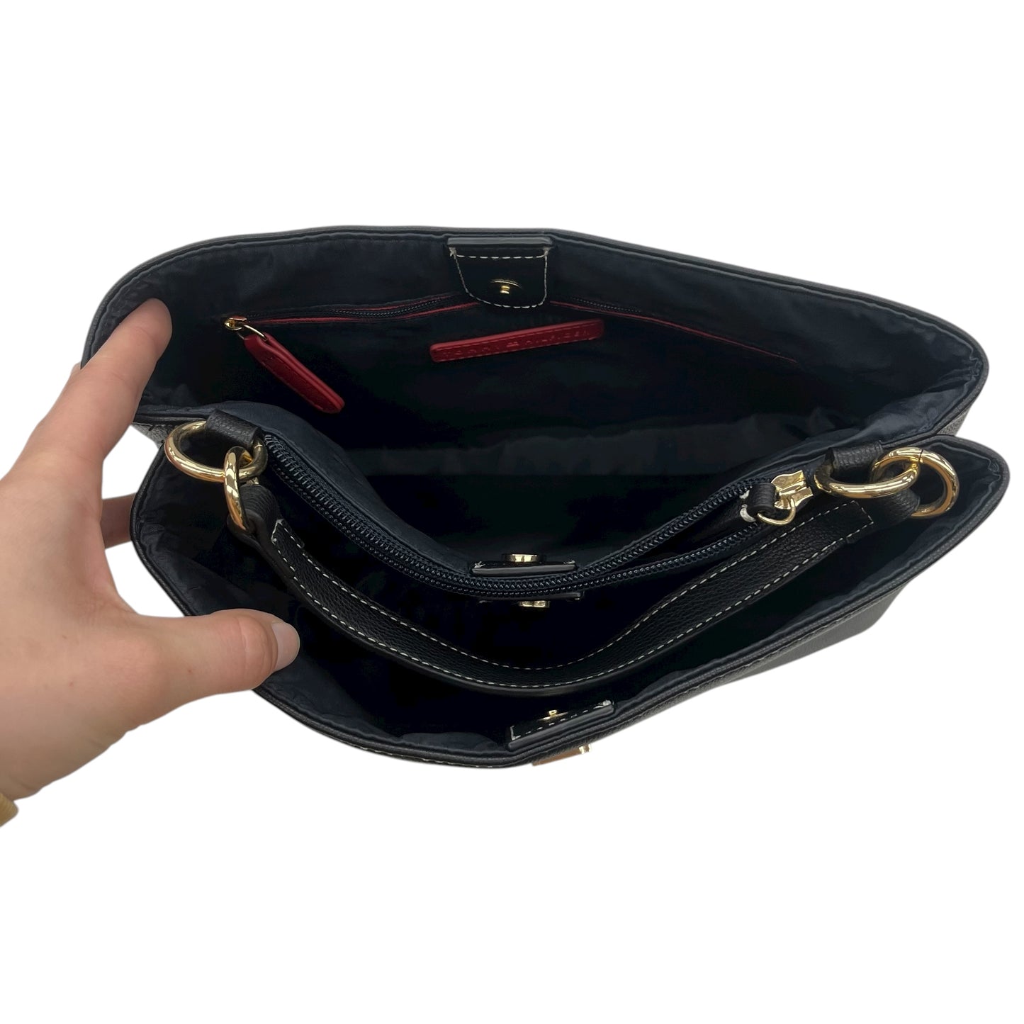 Handbag By Tommy Hilfiger In Black, Size:Medium