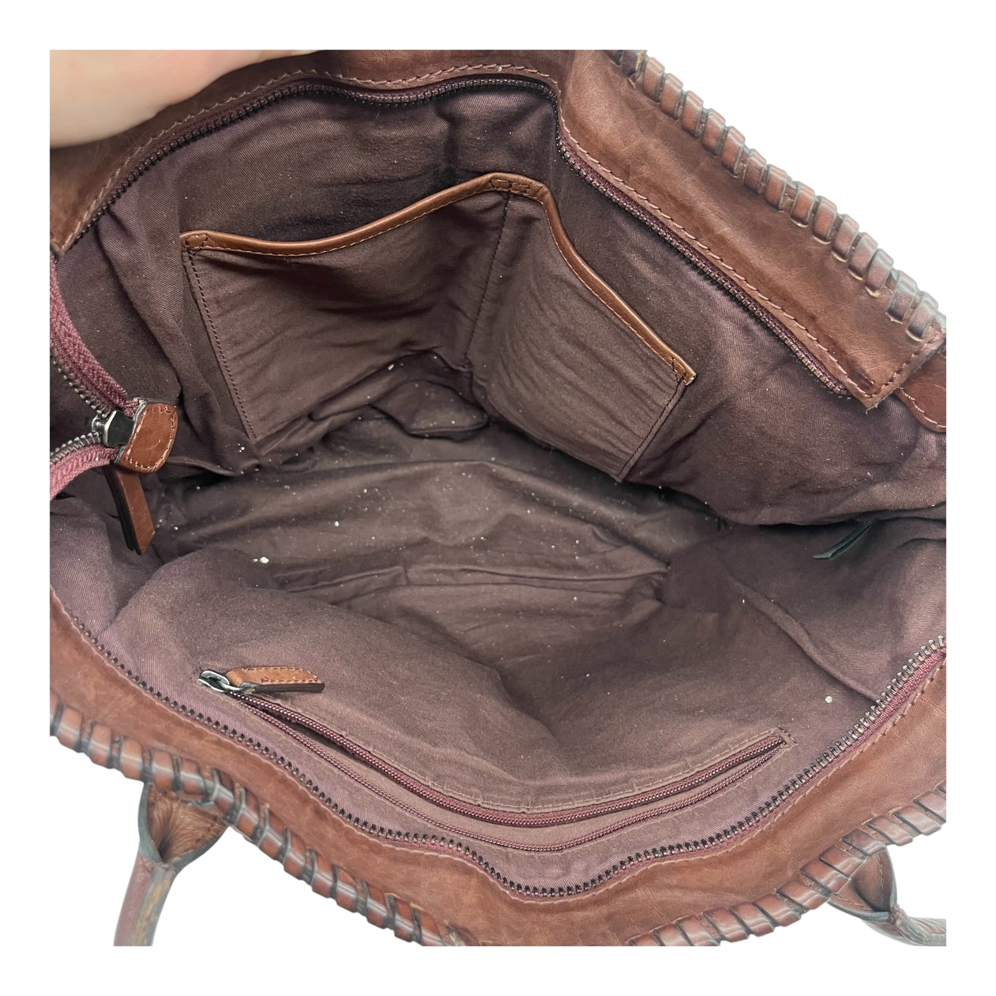 Handbag Leather By Clothes Mentor In Brown, Size:Medium