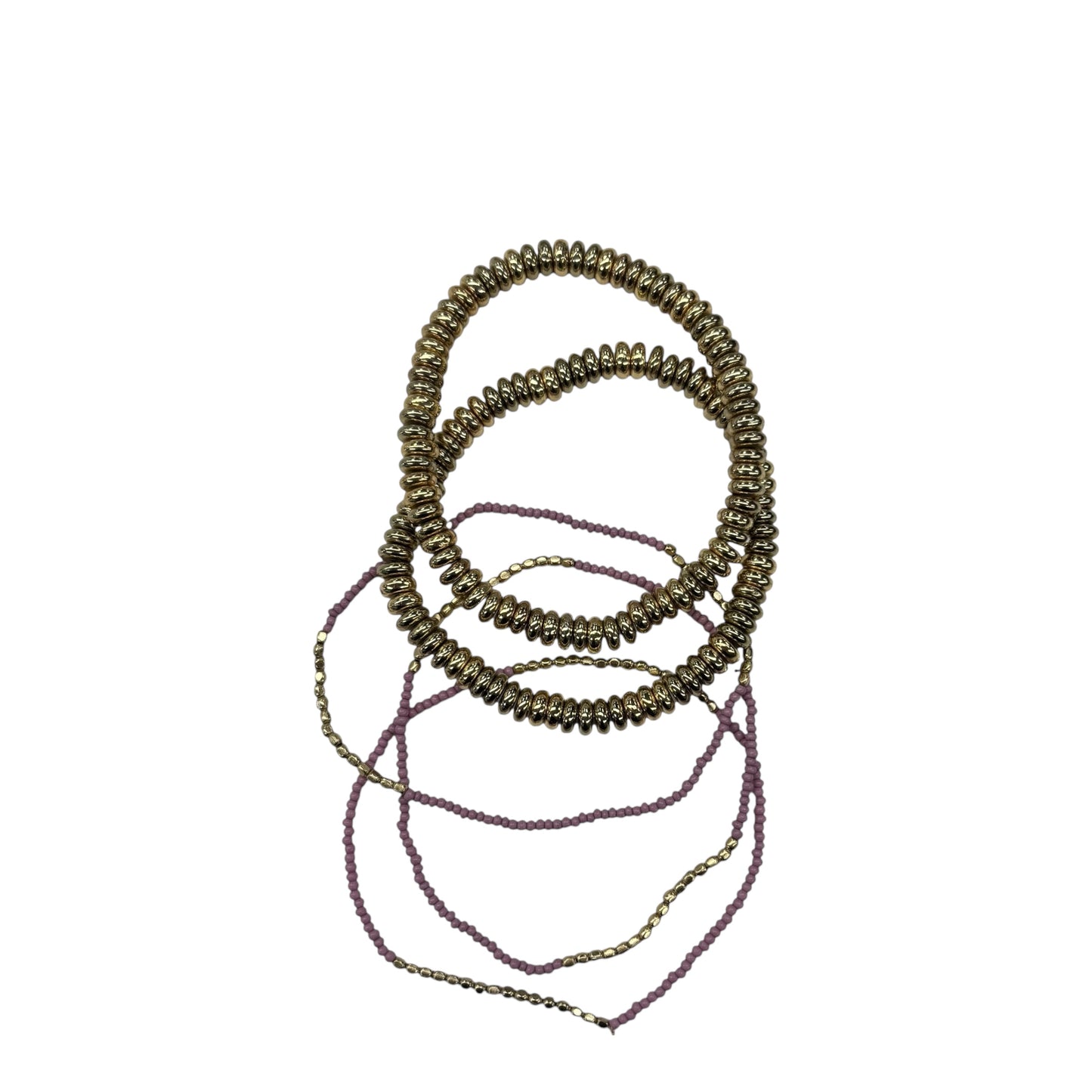 Bracelet Set By Clothes Mentor In Gold & Purple, Size:05 Piece Set