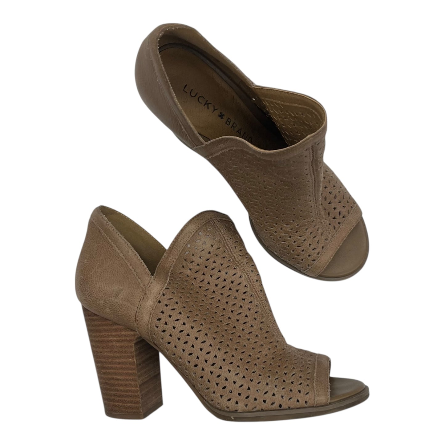 Sandals Heels Block By Lucky Brand In Brown, Size:6