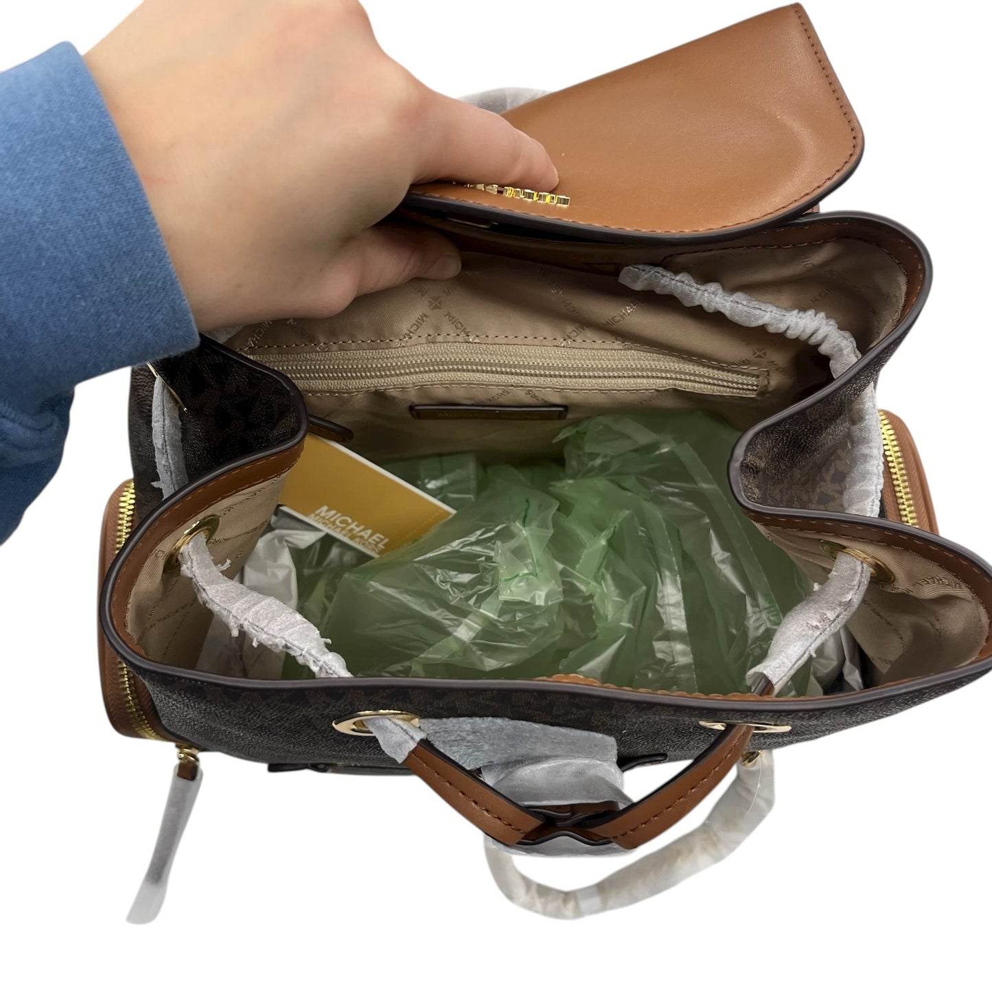 Backpack Designer By Michael Kors In Brown & Tan, Size:Medium