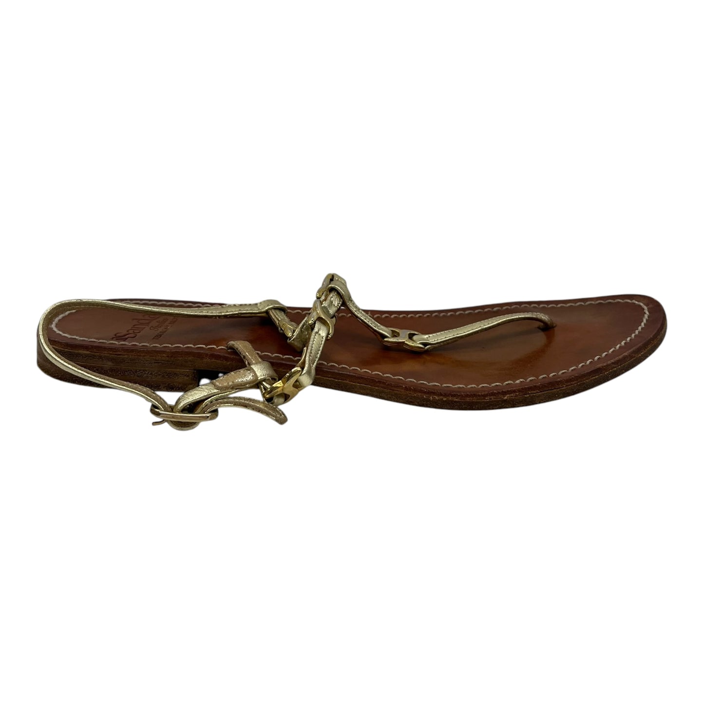 Sandals Flats By Clothes Mentor In Gold, Size:7.5