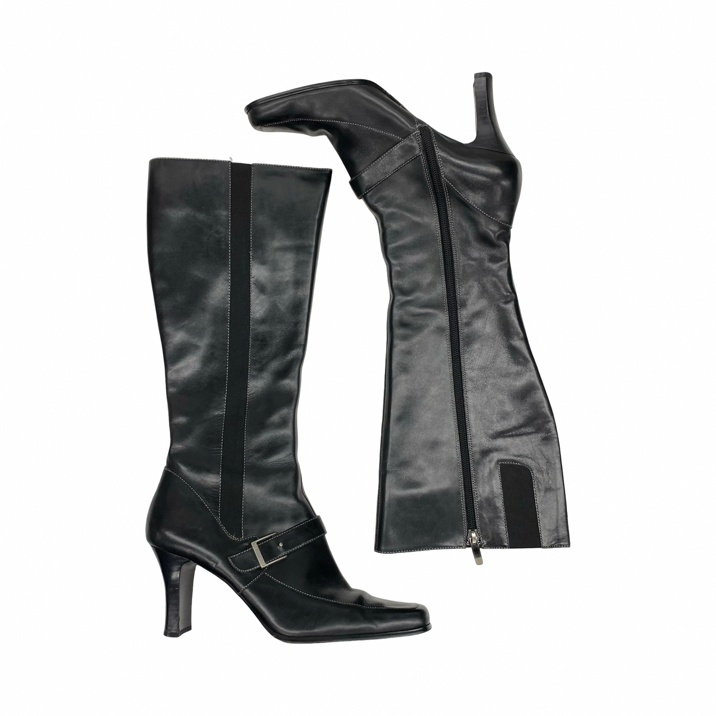 Boots Leather By Anne Klein In Black, Size:7.5