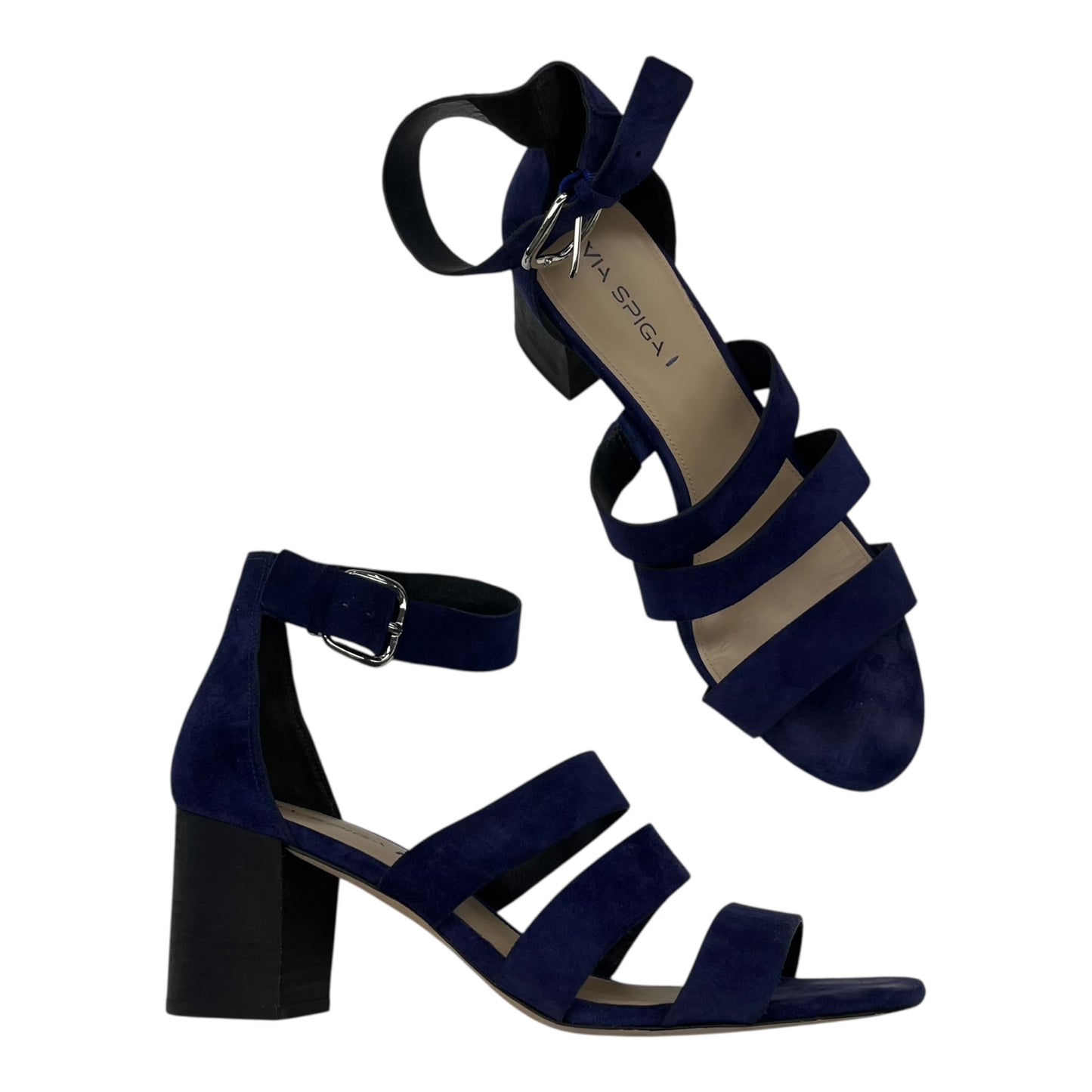 Sandals Heels Block By Cma In Navy, Size:12