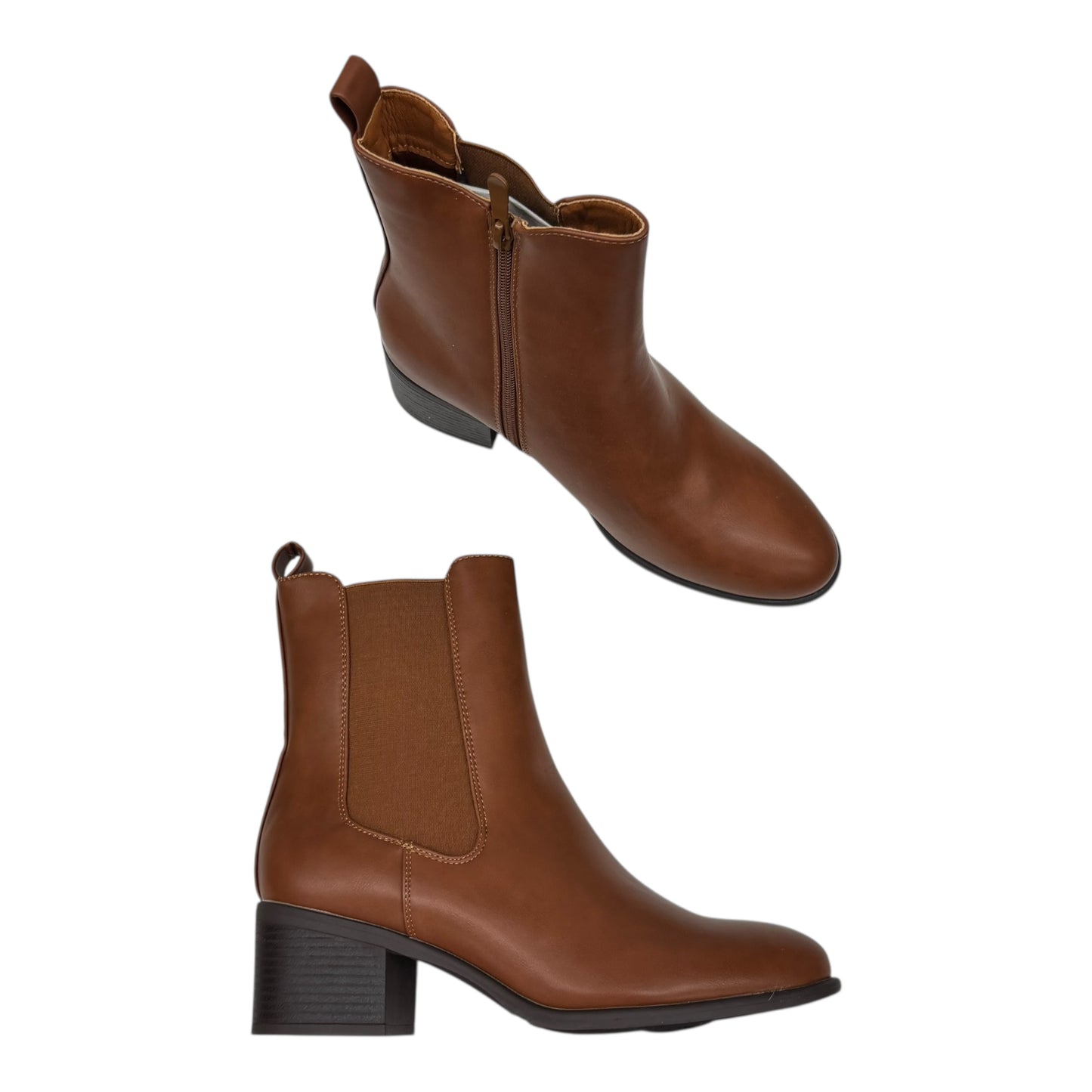 Boots Ankle Heels By Cme In Tan, Size:9