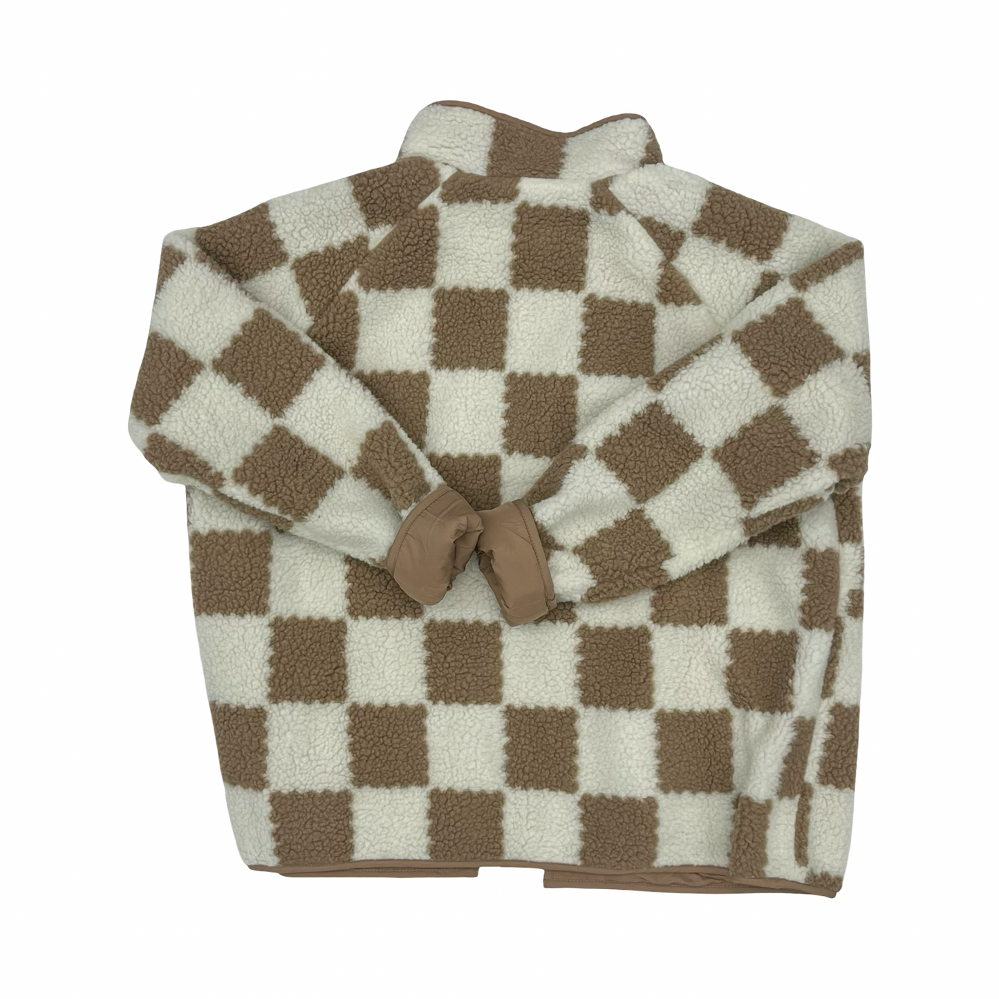 Jacket Faux Fur & Sherpa By Clothes Mentor In Brown & Cream, Size:Xl