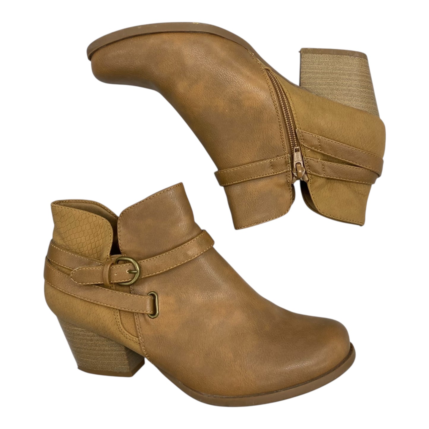 Boots Ankle Heels By Bare Traps In Tan, Size:9