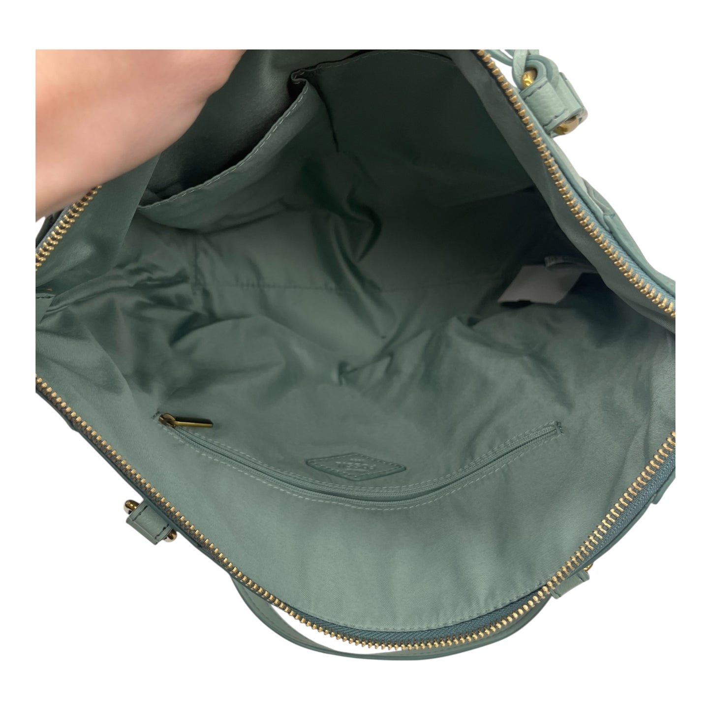 Handbag Leather By Fossil In Green, Size:Medium