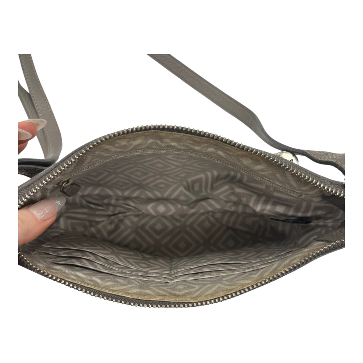 Crossbody Leather By Brighton In Grey, Size:Medium