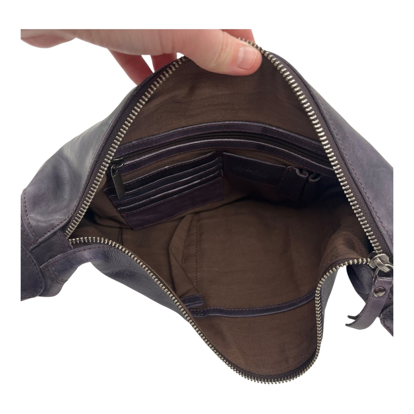 Crossbody Leather By Cmc In Purple, Size:Medium