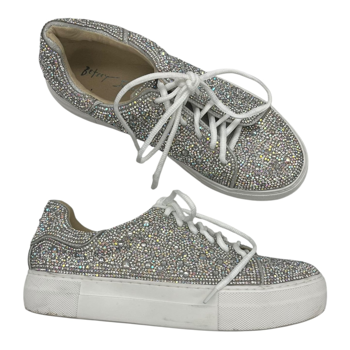 Shoes Sneakers By Betsey Johnson In Silver, Size:7.5
