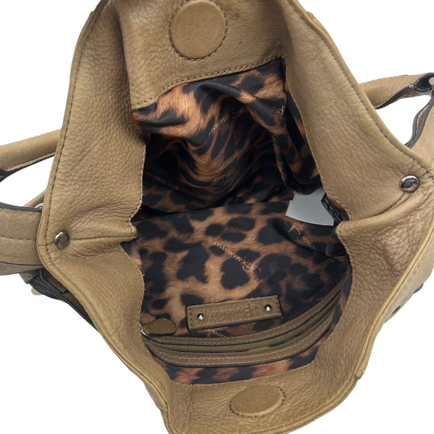 Handbag Leather By B. Makowsky In Brown, Size:Medium