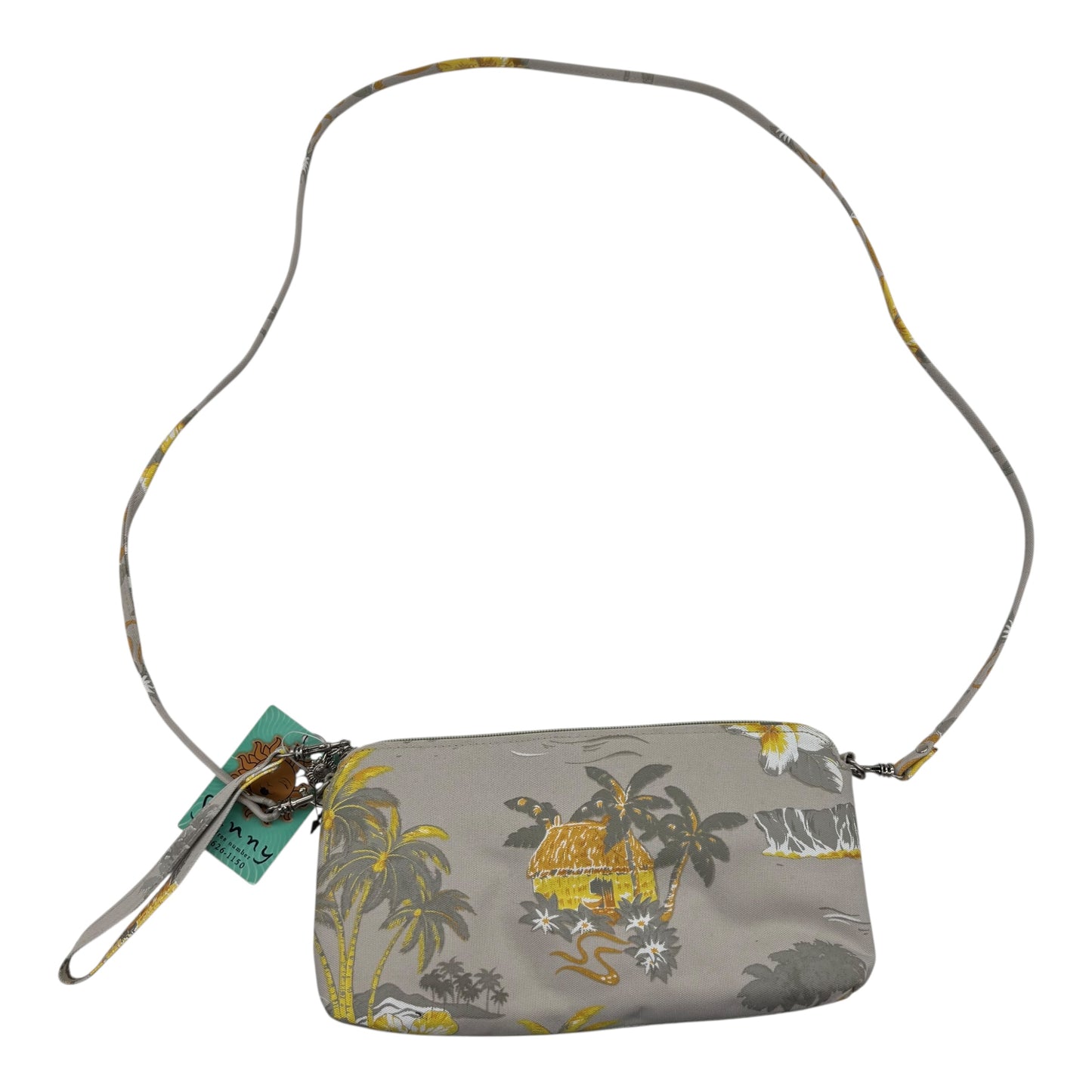 Crossbody By Clothes Mentor In Grey & Yellow, Size:Small