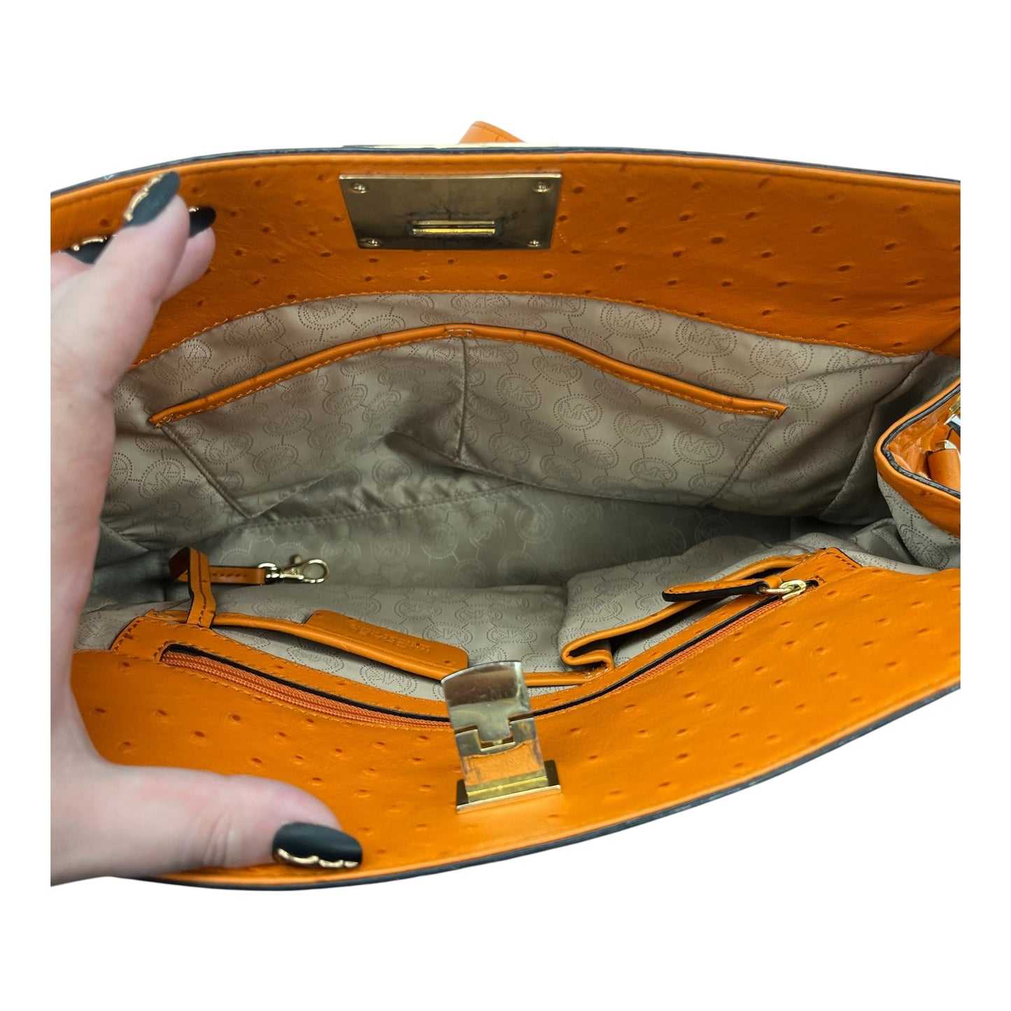Handbag Designer By Michael Kors In Orange, Size:Large