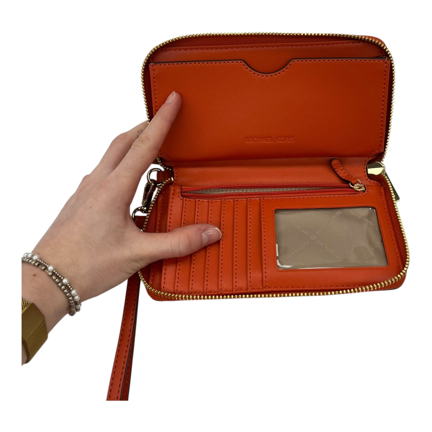 Wristlet Designer By Michael Kors In Orange, Size:Large