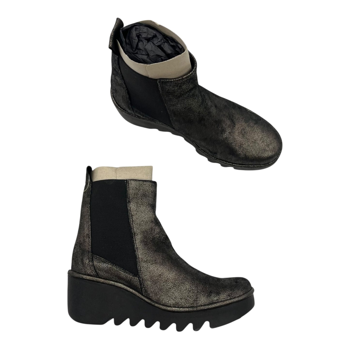 Boots Leather By Fly London In Bronze, Size:8.5