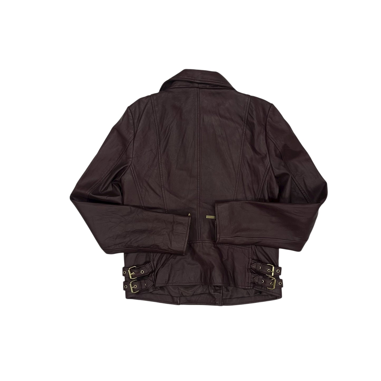 Jacket Moto Leather By Victorias Secret In Maroon, Size:M