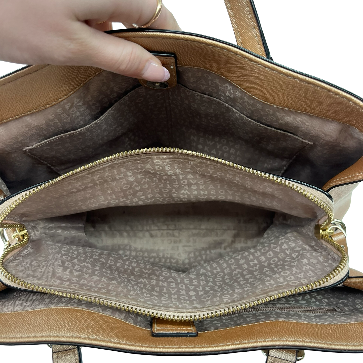 Handbag Designer By Kate Spade In Rose Gold, Size:Medium
