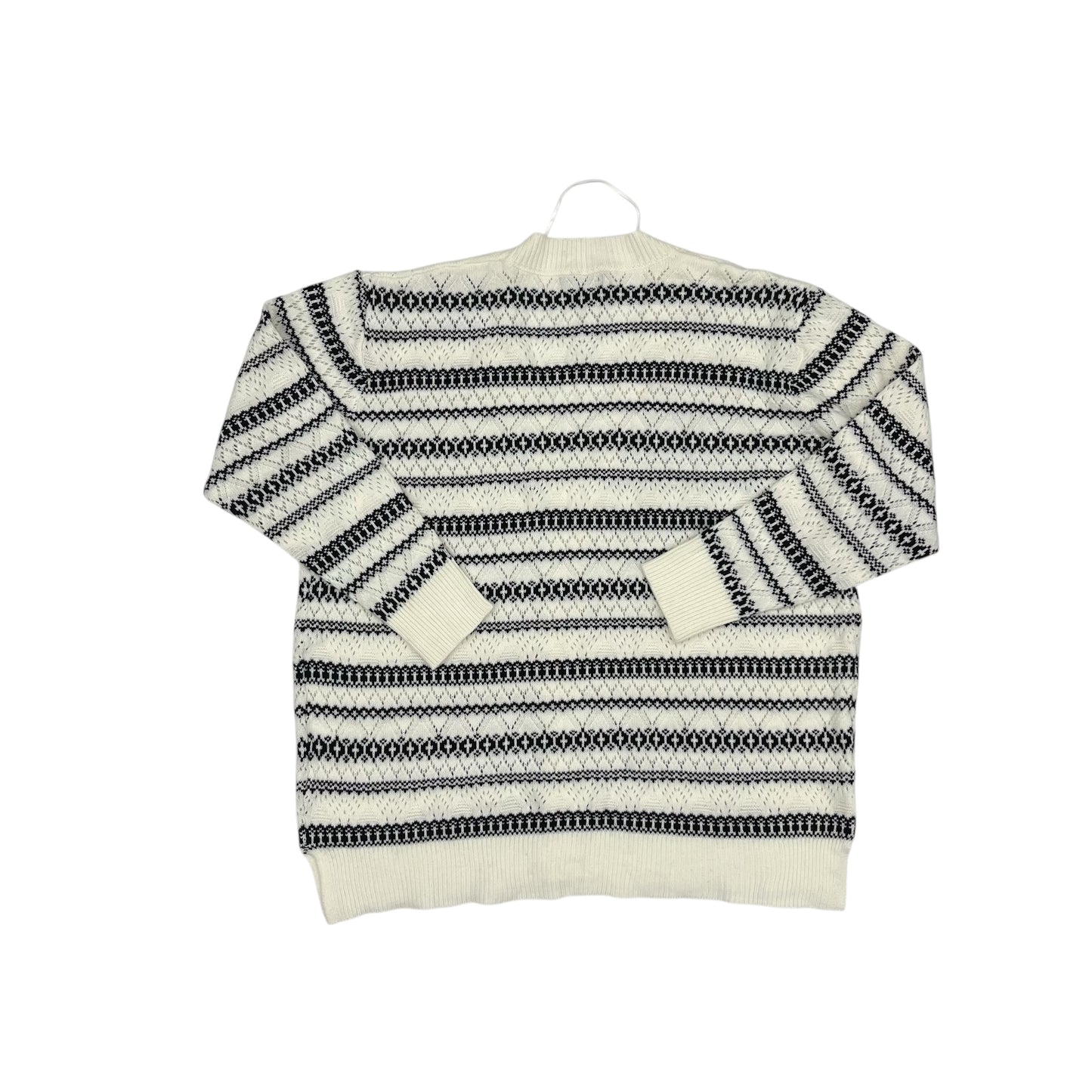 Sweater Cardigan By Bloomchic In Black & Cream, Size:1X