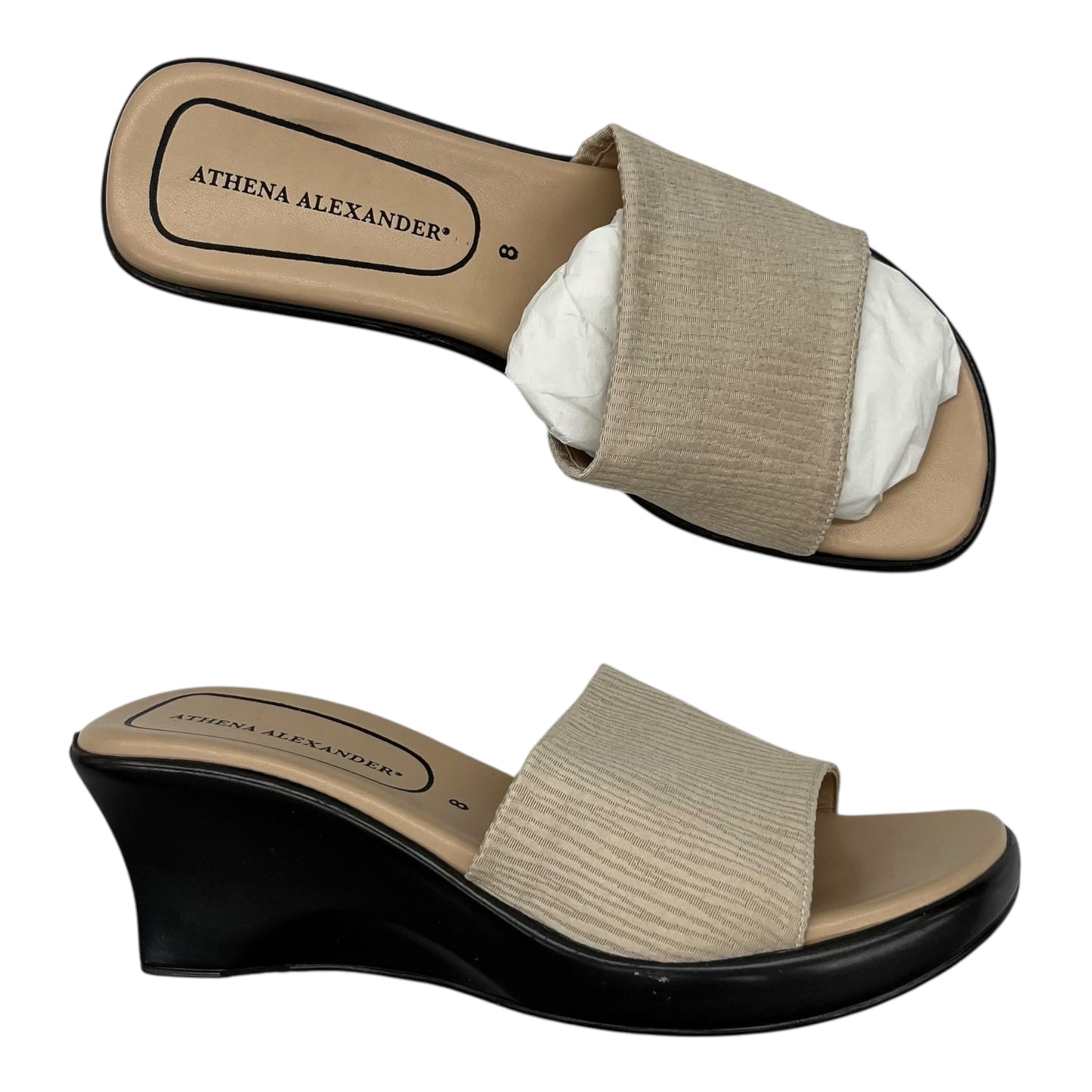 Sandals Heels Block By Clothes Mentor In Cream, Size:8