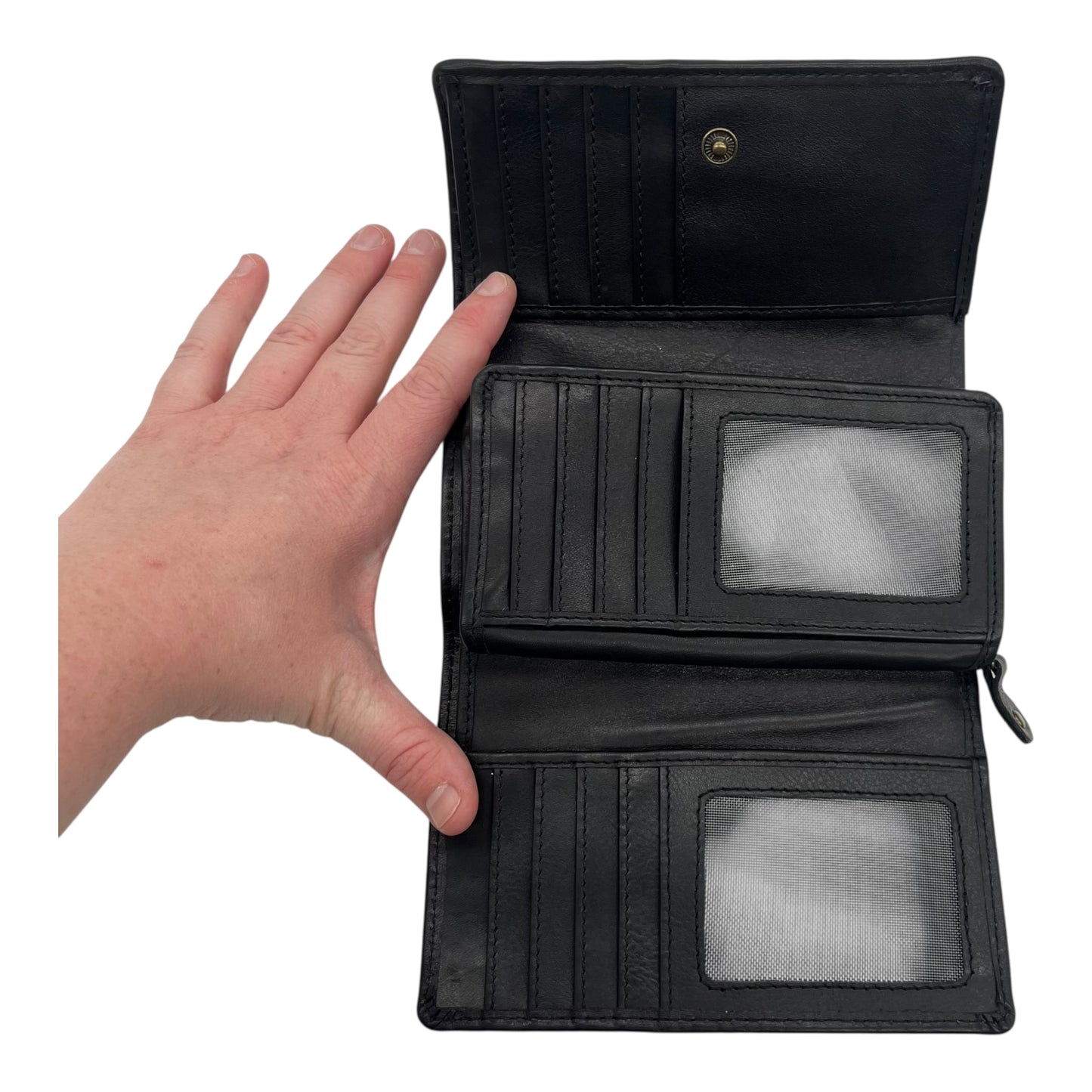 Wallet Leather By Clothes Mentor In Black, Size:Small