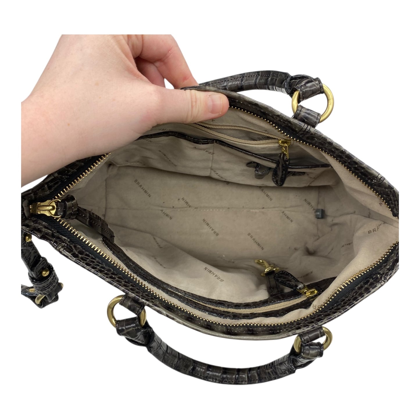 Handbag Designer By Brahmin In Brown, Size:Medium