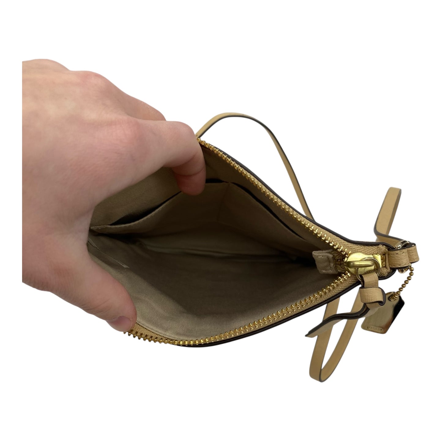 Crossbody Designer By Coach In Tan, Size:Small