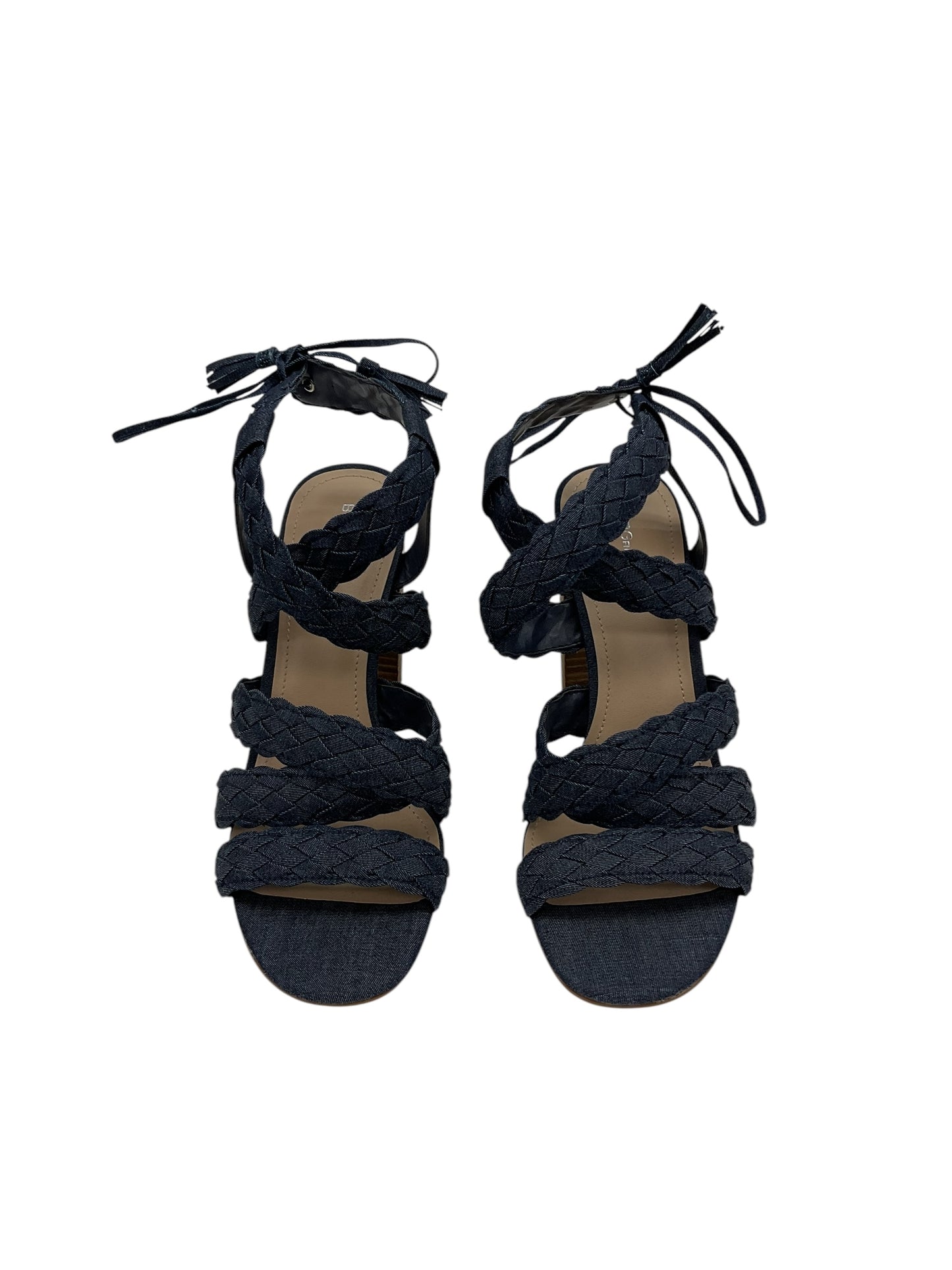 Sandals Heels Block By Bcbg In Blue Denim, Size:8.5