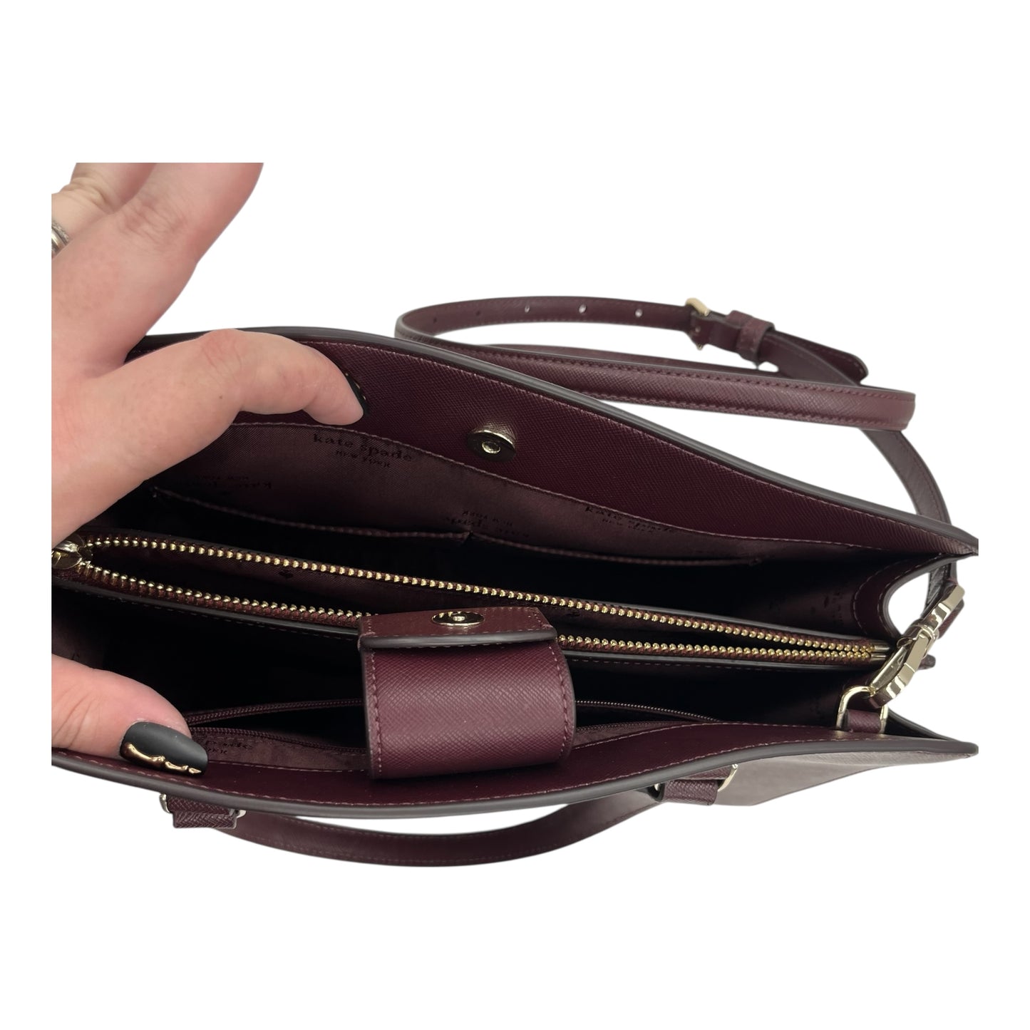 Handbag Designer By Kate Spade In Maroon, Size:Medium