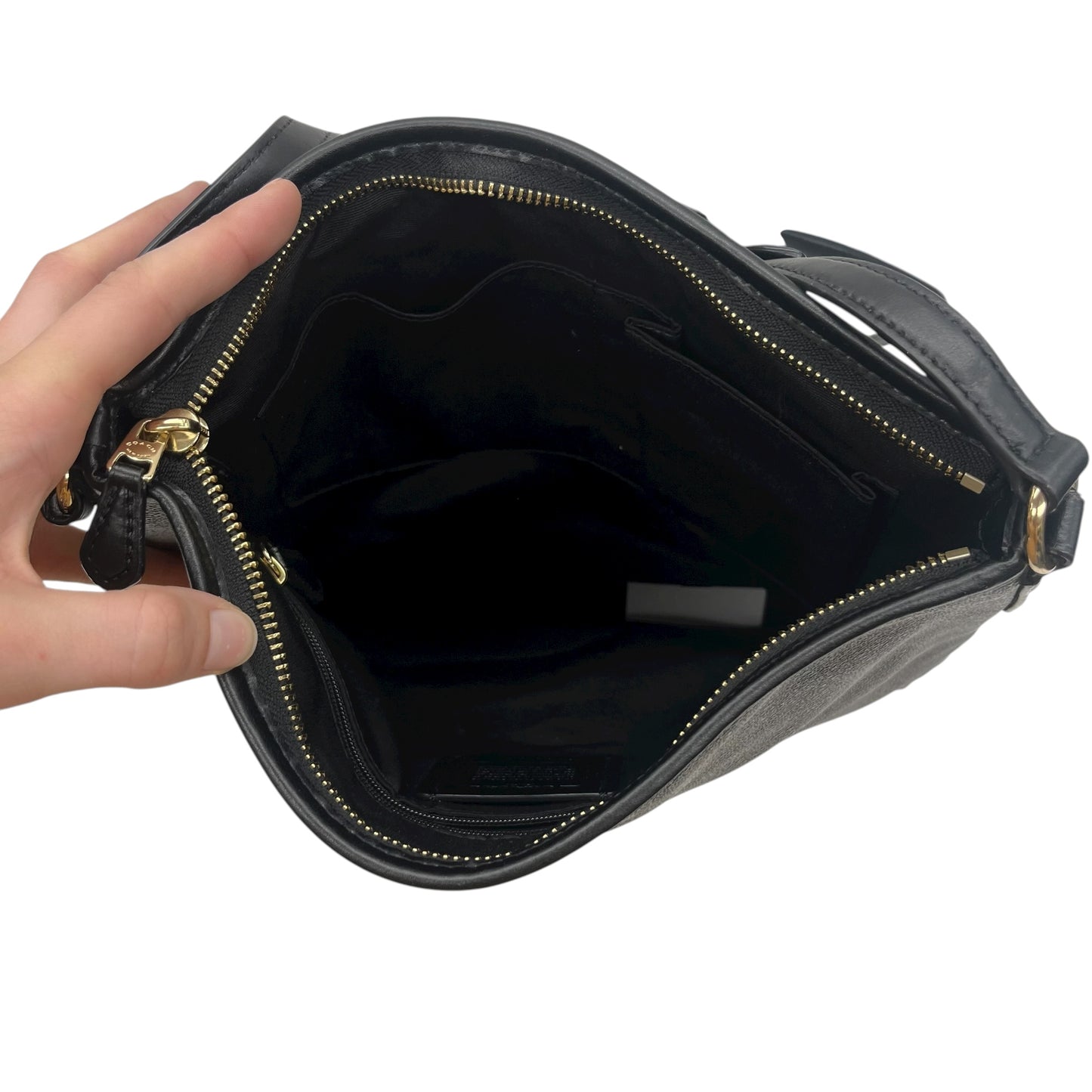 Crossbody Designer By Coach In Black & Brown, Size:Large