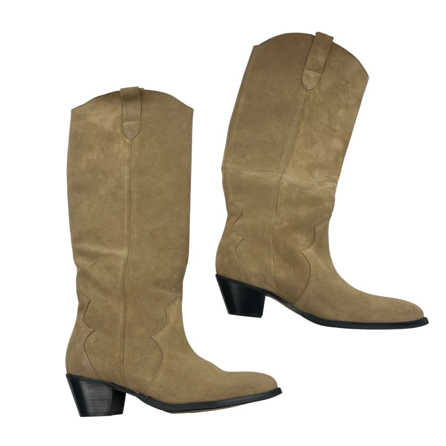 Boots Leather By Anthropologie In Tan, Size:9.5
