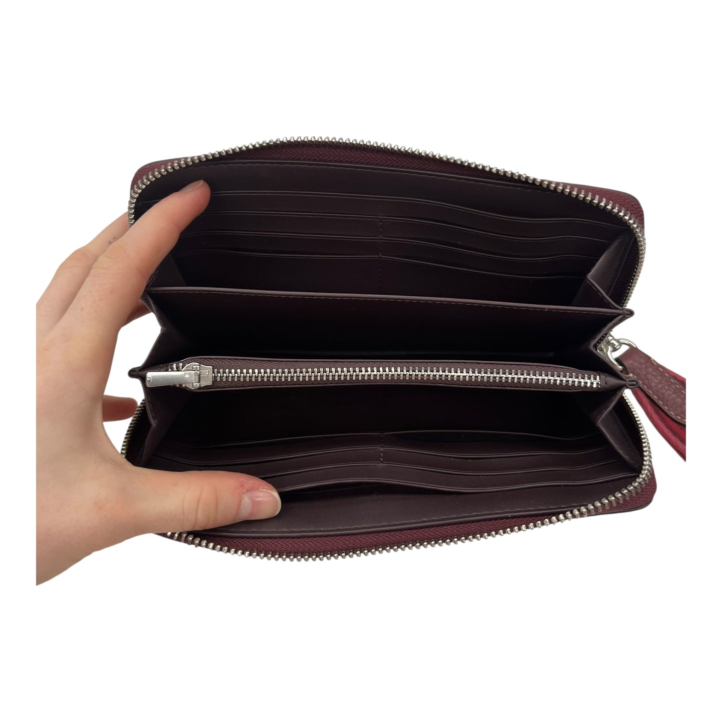 Wallet Designer By Coach In Maroon, Size:Large