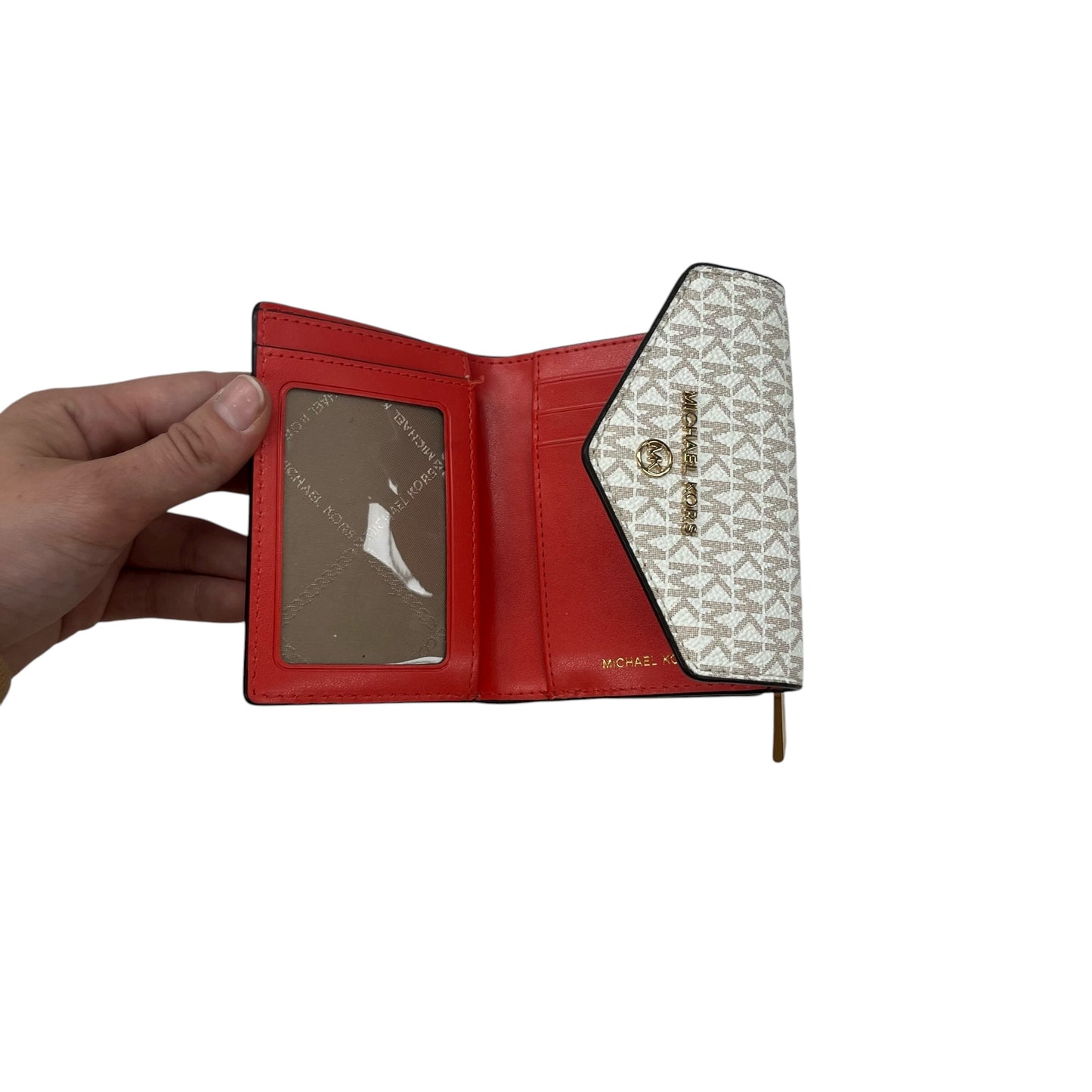 Wallet Designer By Michael Kors In Cream & Red, Size:Small