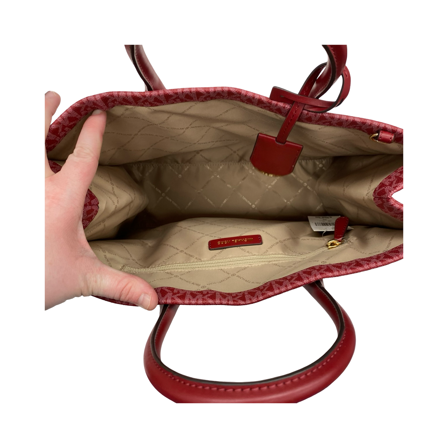 Handbag Designer By Michael Kors In Red, Size:Medium