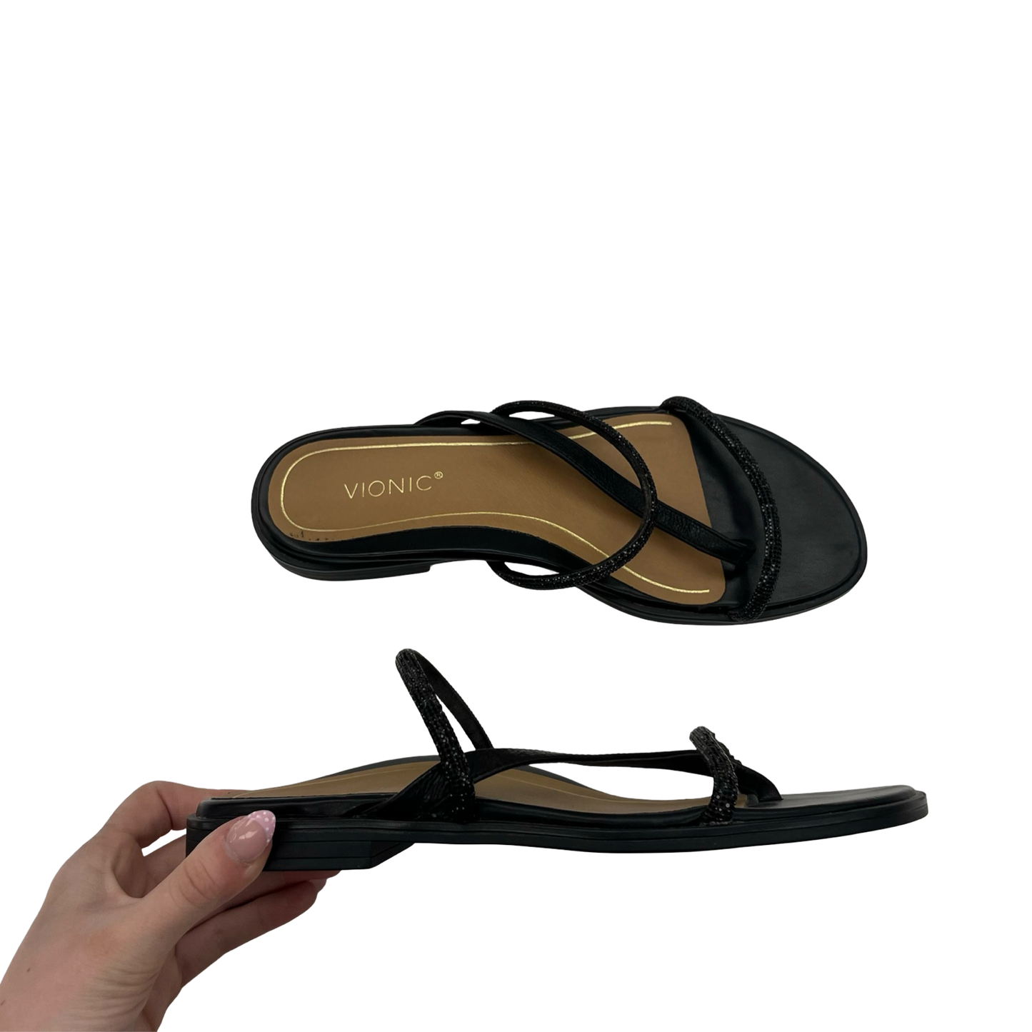 Sandals Flats By Vionic In Black, Size:7.5