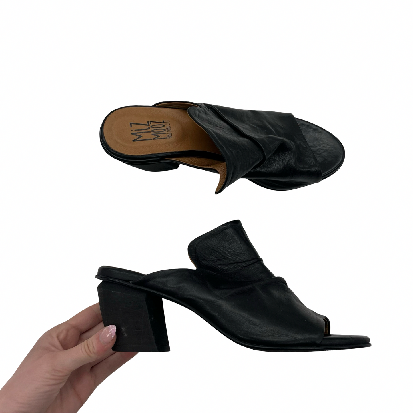 Sandals Heels Block By Miz Mooz In Black, Size:8.5