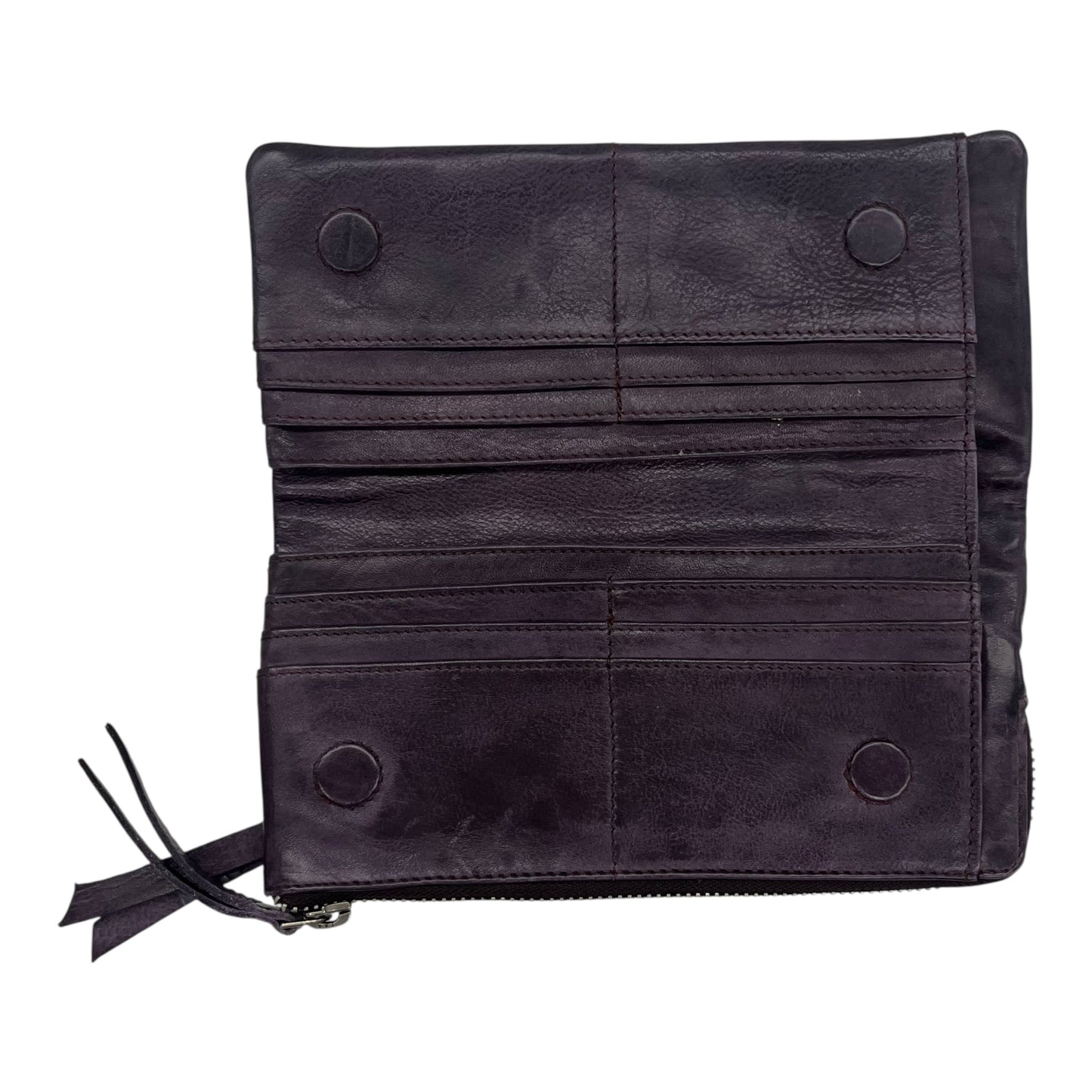 Wallet Leather By Cmc In Purple, Size:Medium