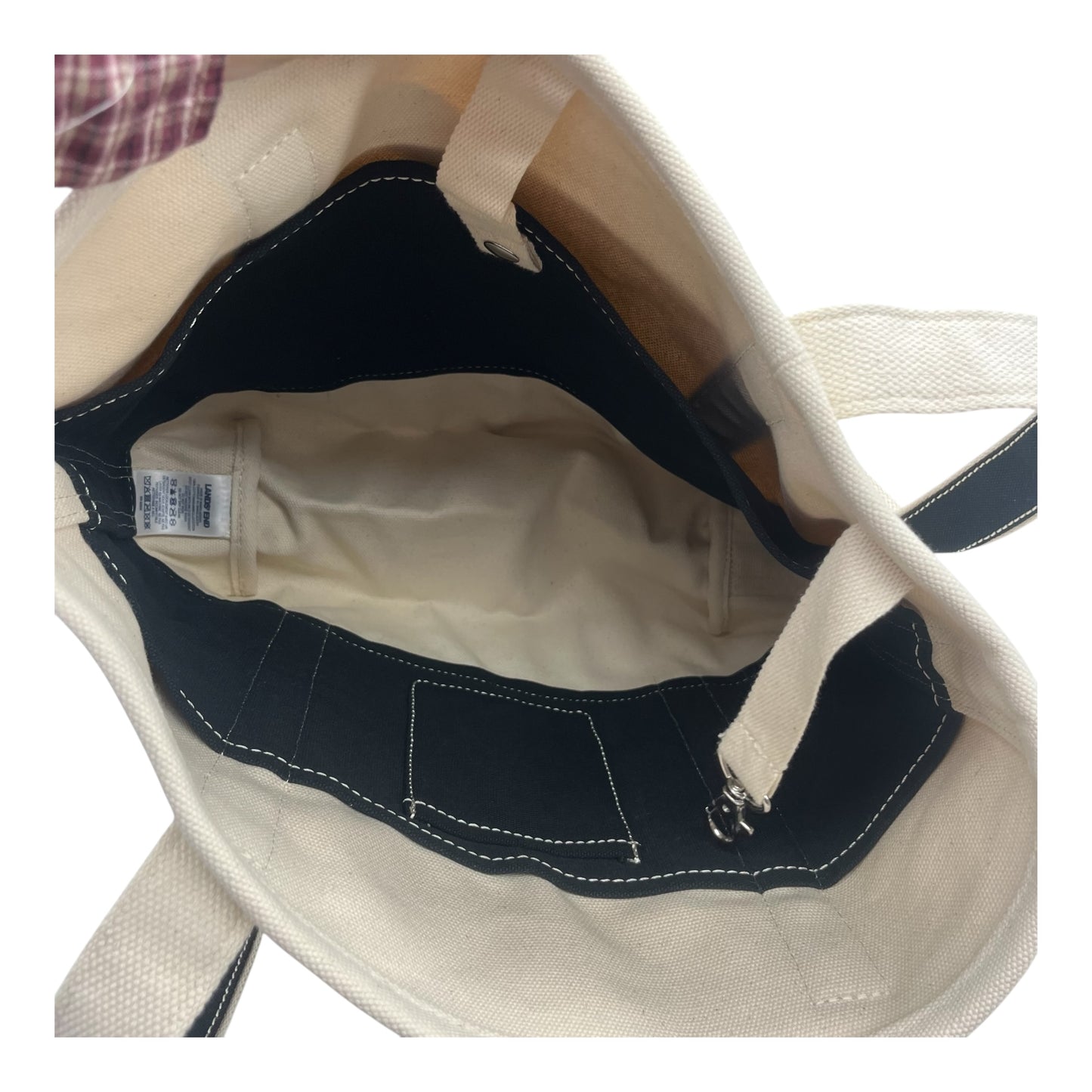Tote By Lands End In Black & Cream, Size:Medium