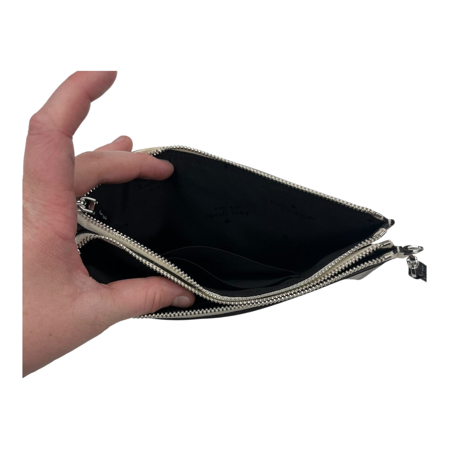 Wristlet Designer By Kate Spade In Cream & Grey, Size:Medium