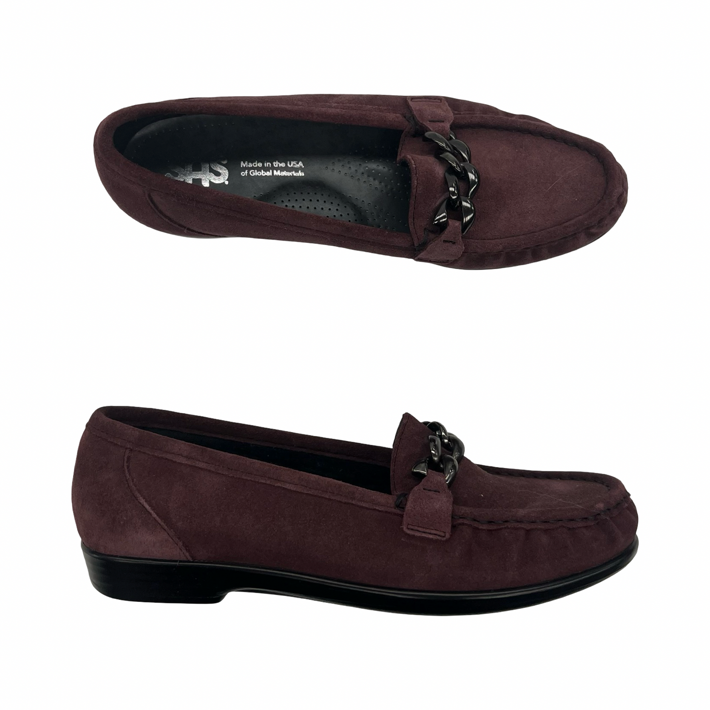 Shoes Flats By Sas In Maroon, Size:8