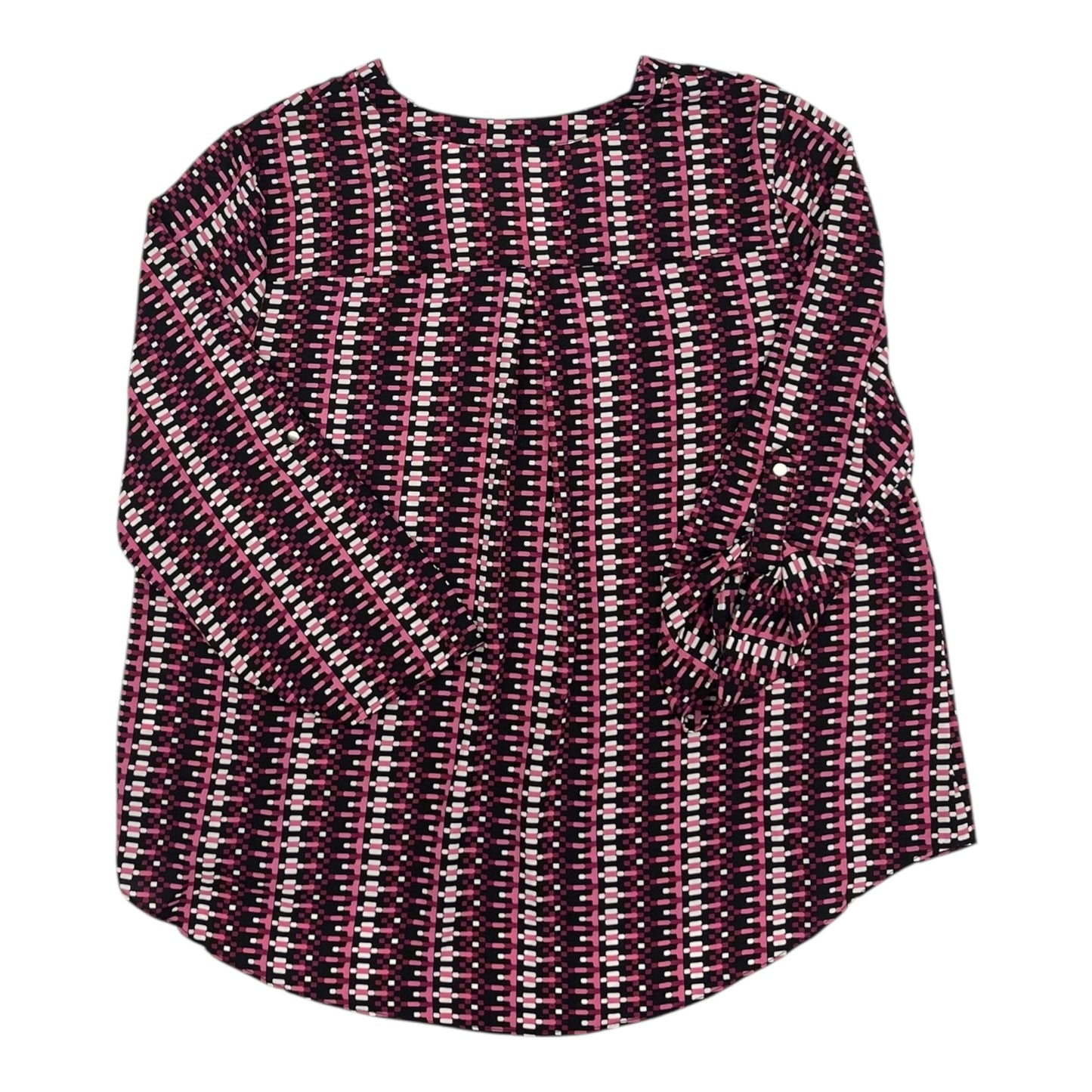 Blouse Ls By Cato In Black & Pink, Size:Xl
