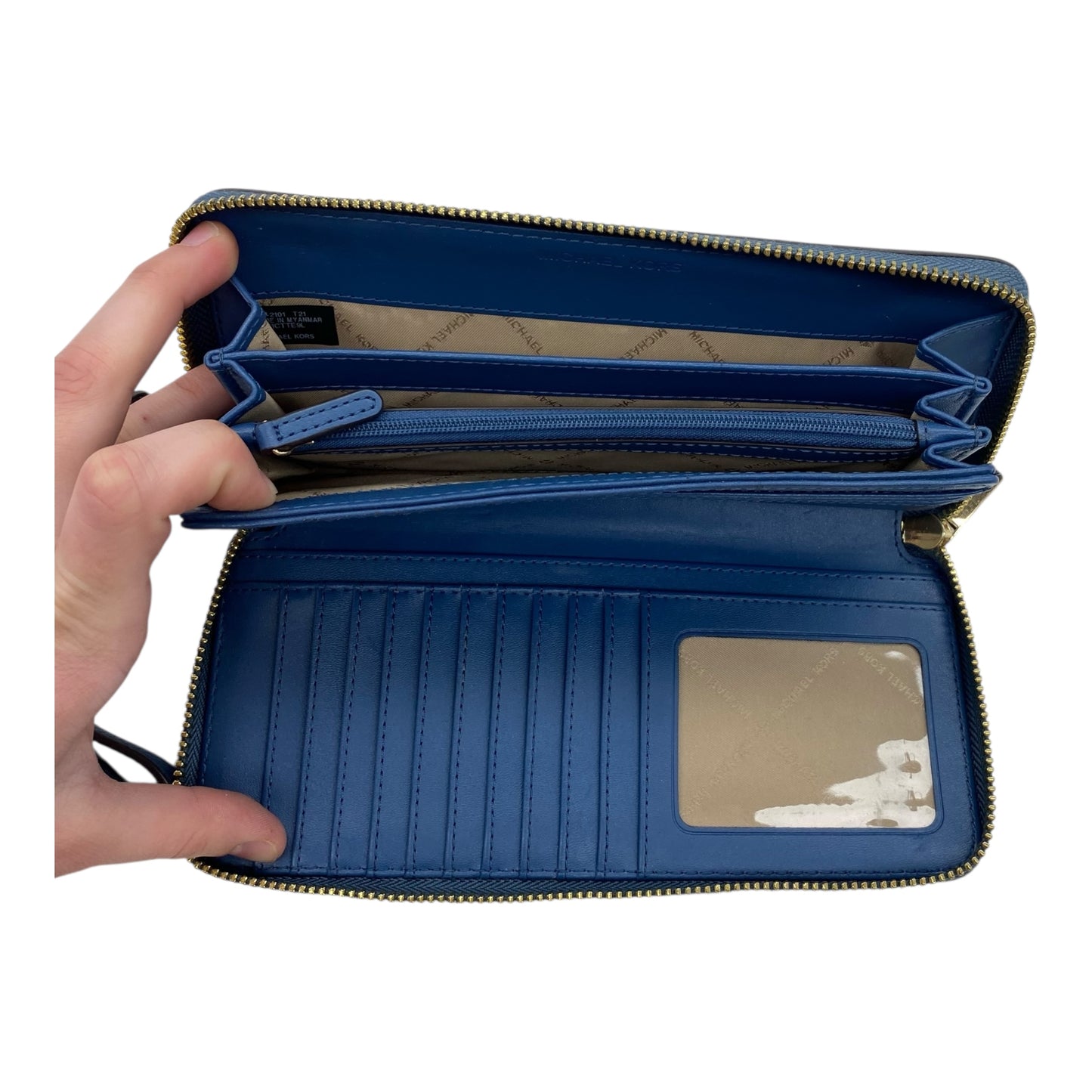 Wallet Designer By Michael Kors In Blue, Size:Medium