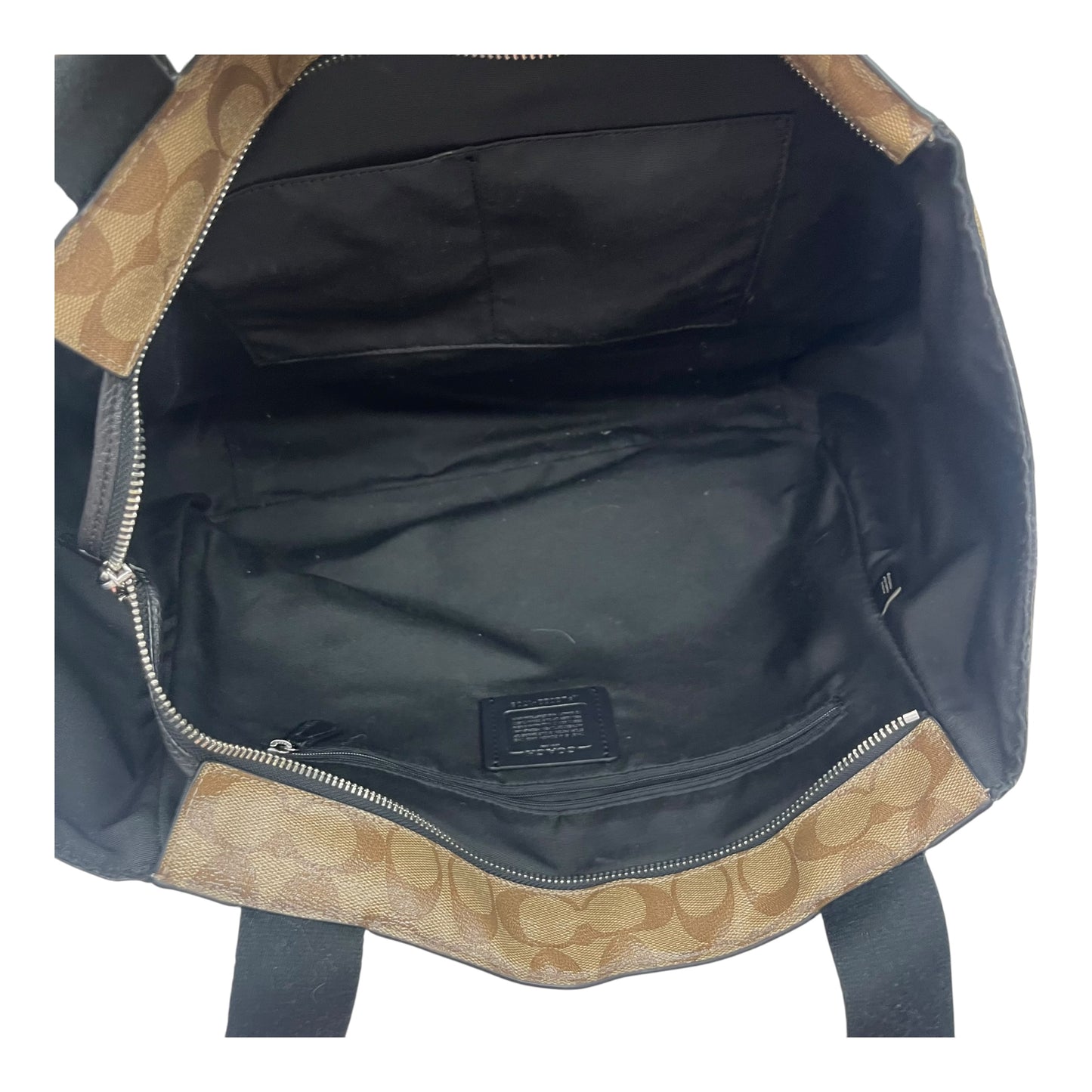 Handbag Designer By Coach In Black & Brown, Size:Large